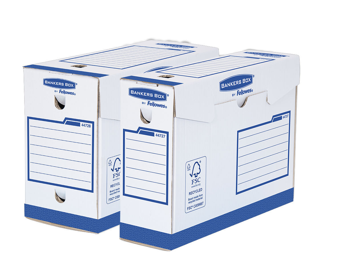 Bankers Box Opbergdoos 10cm A4+ 25.3x10x34.5cm - Heavy Duty - Wit/Blauw