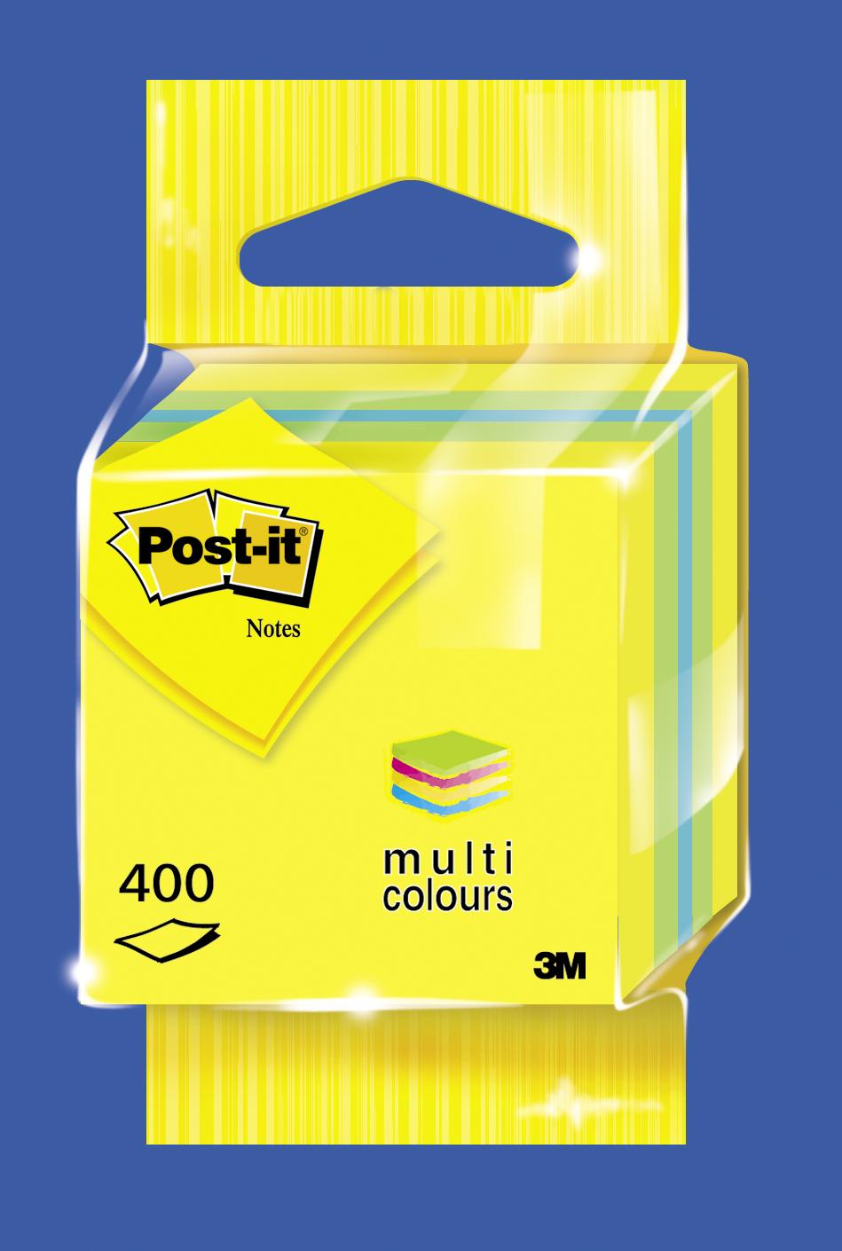 Post-It Notes MiniKubus 51x51mm - 450vel Nenongeel/Limoengroen/Paradise Blauw