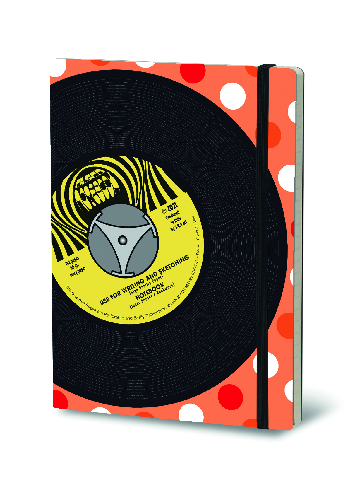 Stifflexible Notebook Vinyl Disco Gelijnd 144 vel 15x21 cm