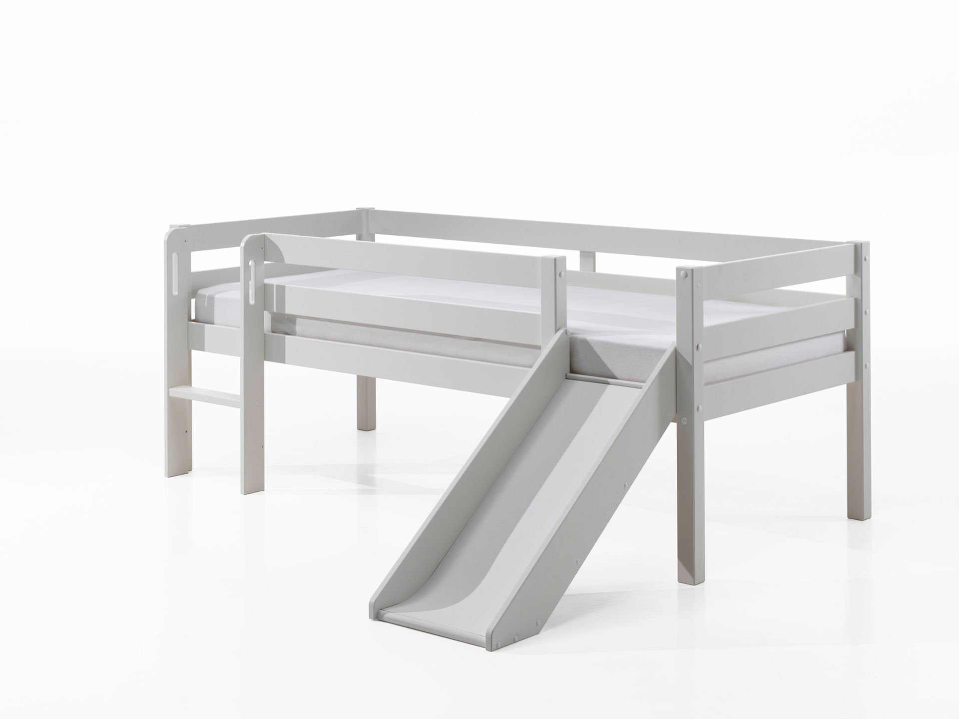 Vipack Bed Pino Halfhoogslaper 85 cm hoog met Glijbaan 90x200 cm Wit