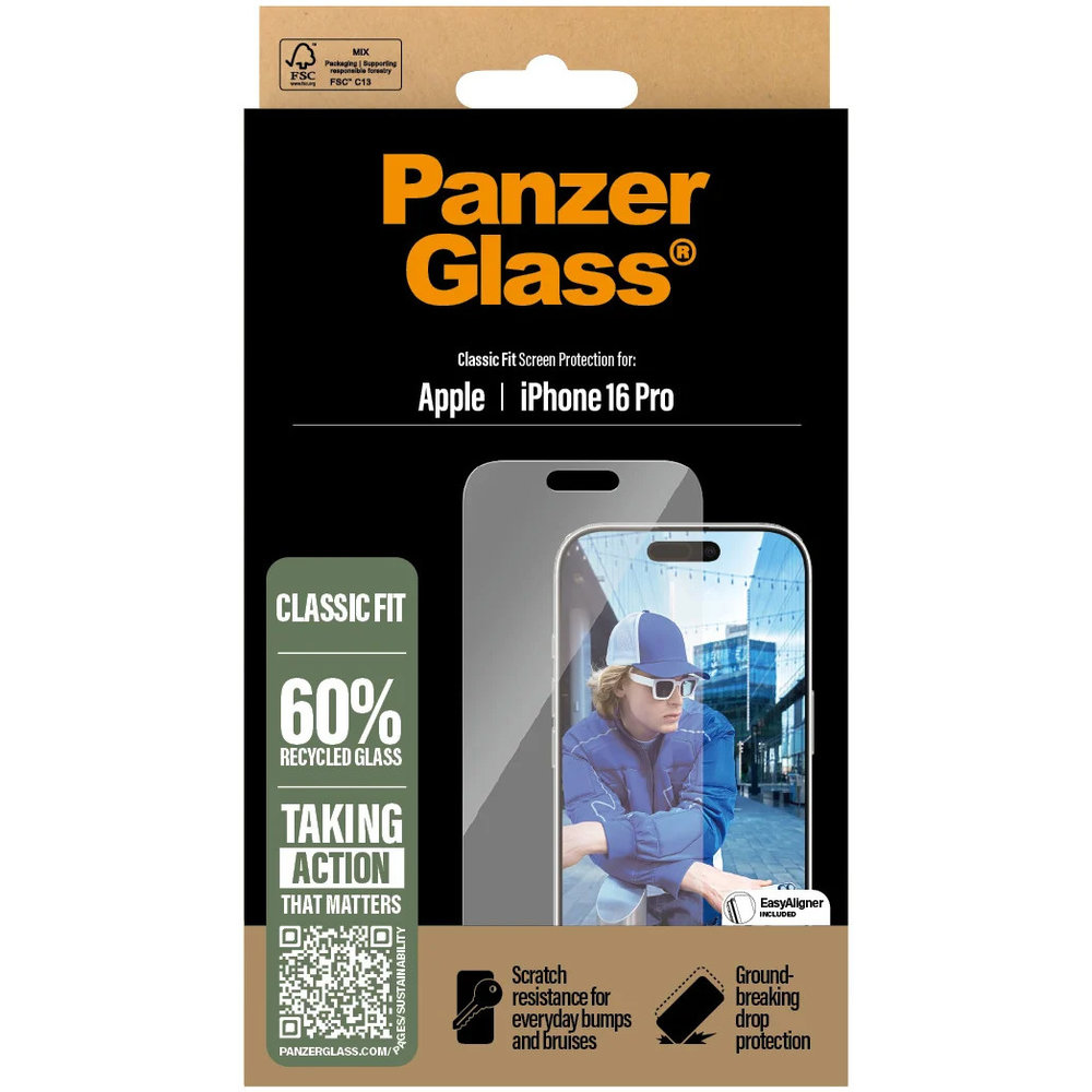 PanzerGlass Apple Iphone 16 Pro - Ultra Wide Fit with Aluminium Frame
