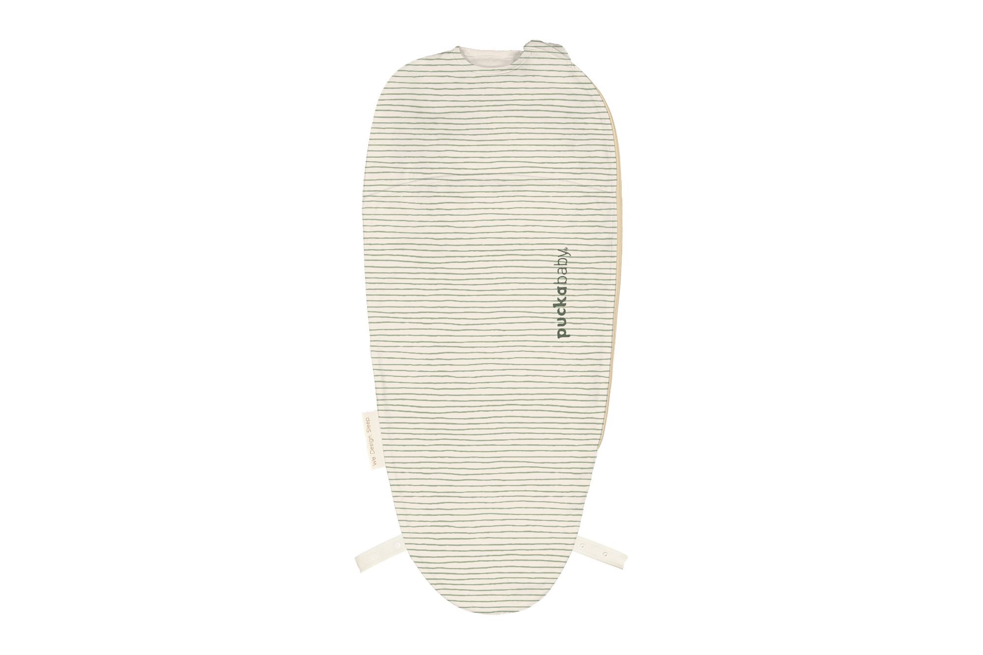 Puckababy Inbakerslaapzak Original Piep Cotton Green Stripes 0-3 maand - Tog 0.5