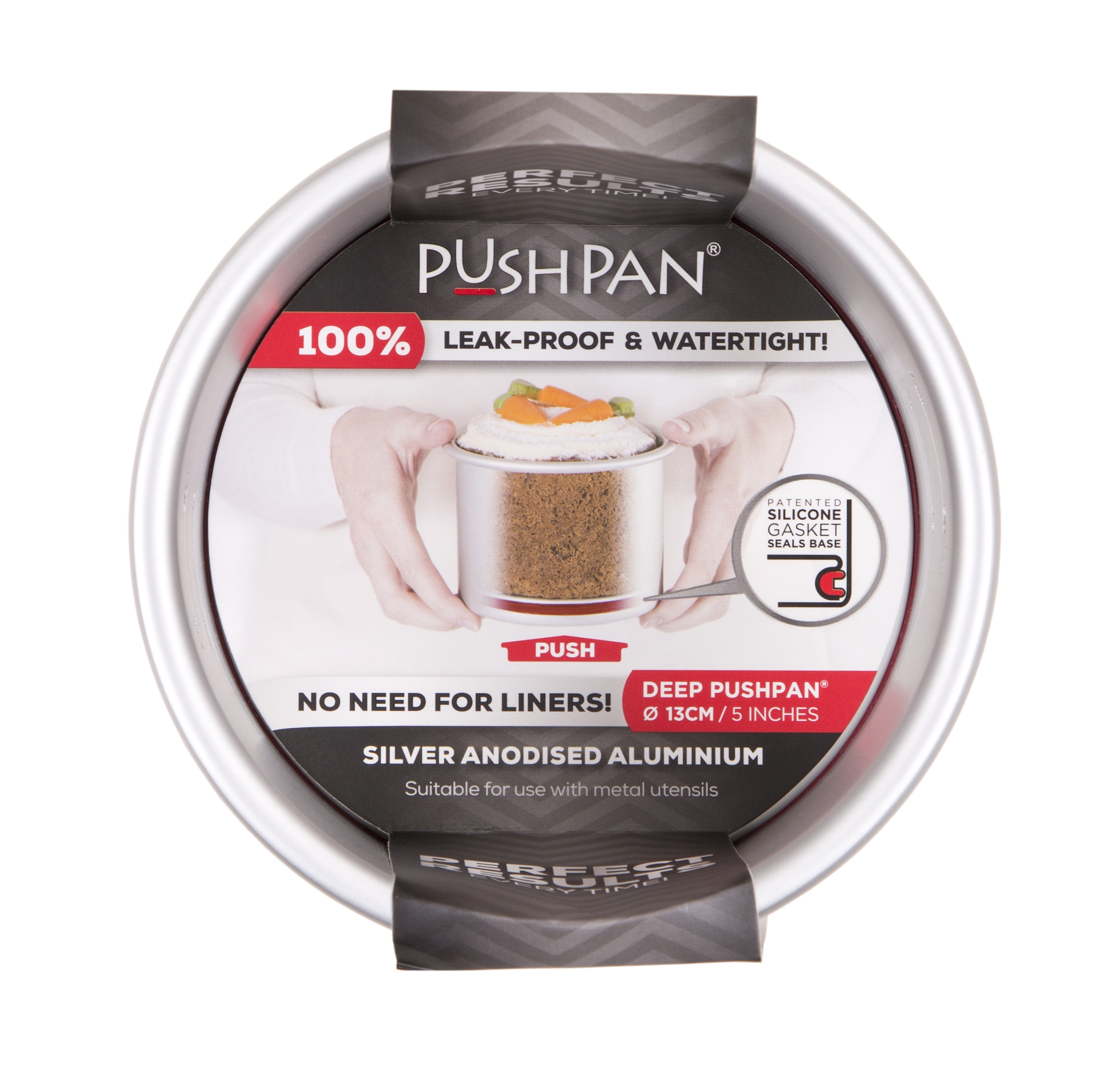 Wham Springvorm Pushpan Rond Diep Aluminium - 13 cm - Zilver
