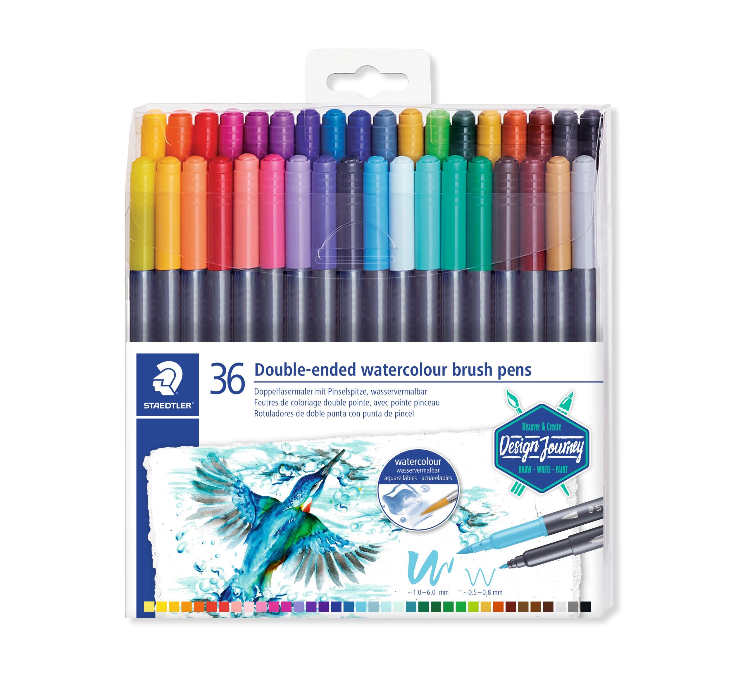 Staedtler Viltstift Dubbelpunter Penseelstift 36 stuks - Watercolour - Design Journey