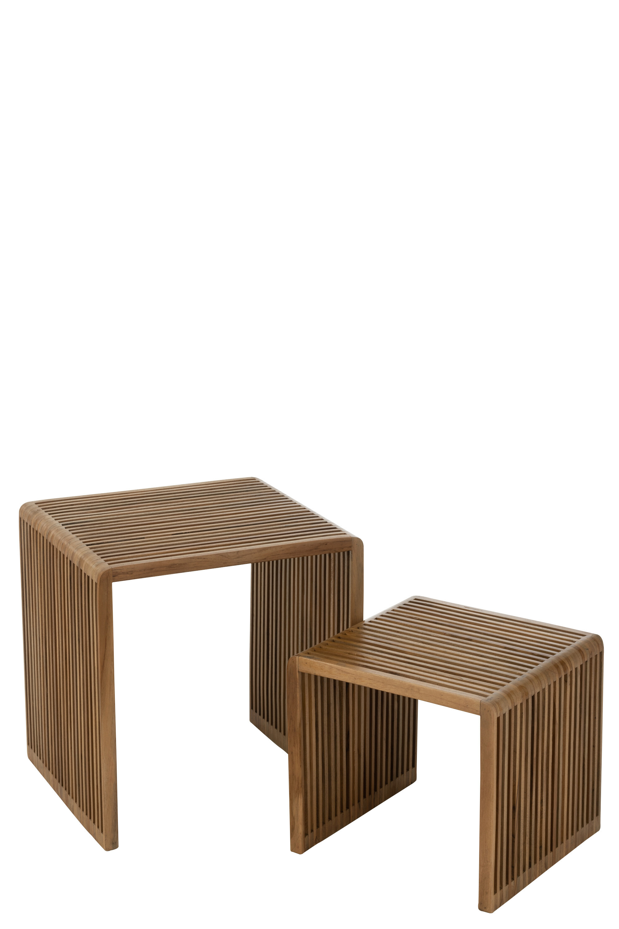 J-Line Bijzettafel Kubus Set 2-delig Teak 50x45x50 cm Naturel