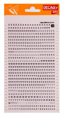 Decadry Transfert Letters & Cijfers 2.5 mm - Zwart - 1 vel