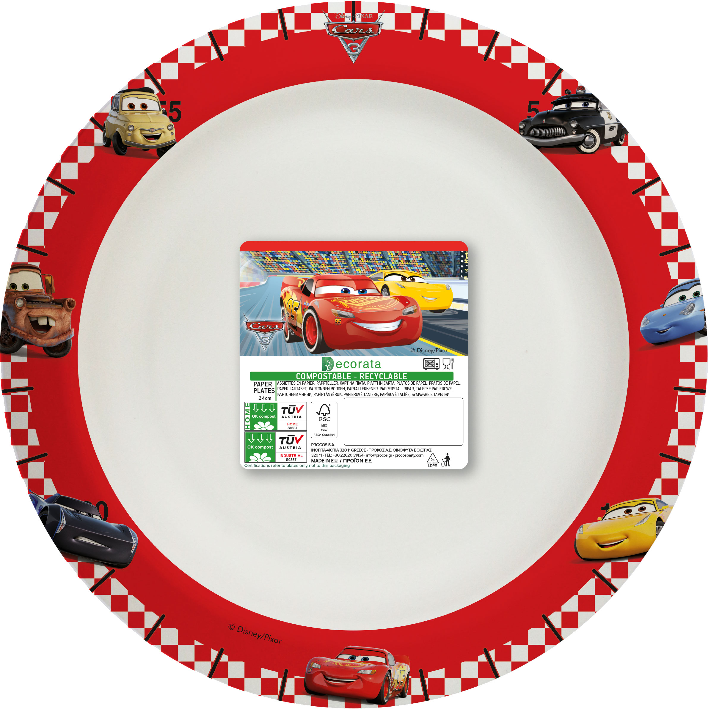 Cars 3 Bord 24 cm 8 stuks
