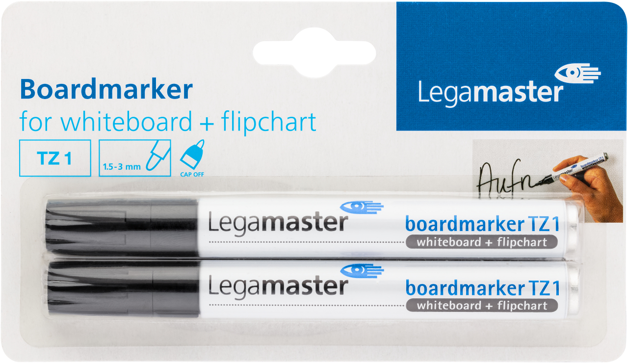 Legamaster Boardmarker TZ1 Zwart - 2 stuks - Whiteboard/Flipchart