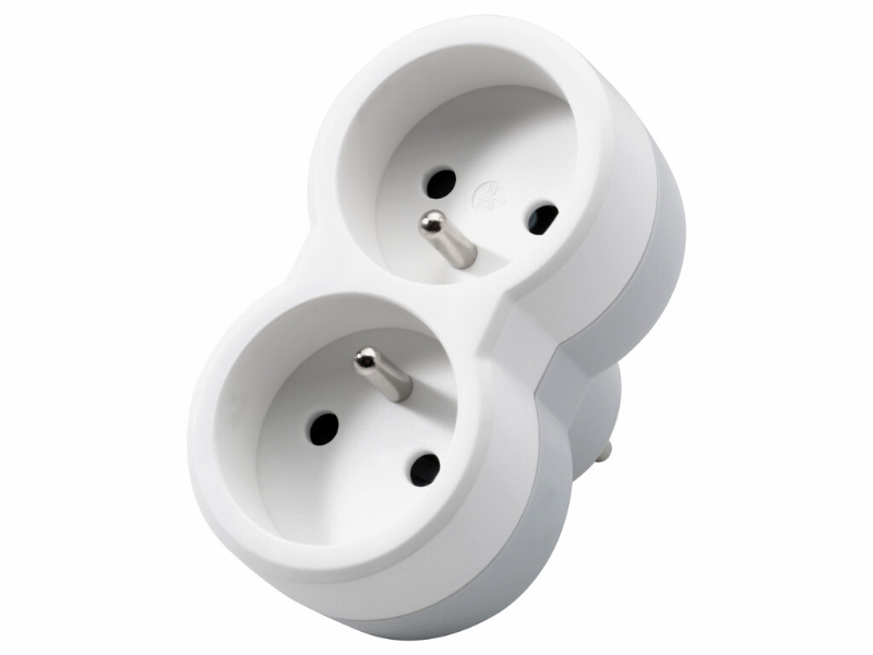 Dominostekker 2-voudig Wit 2x 16A met Kinderveiligheid