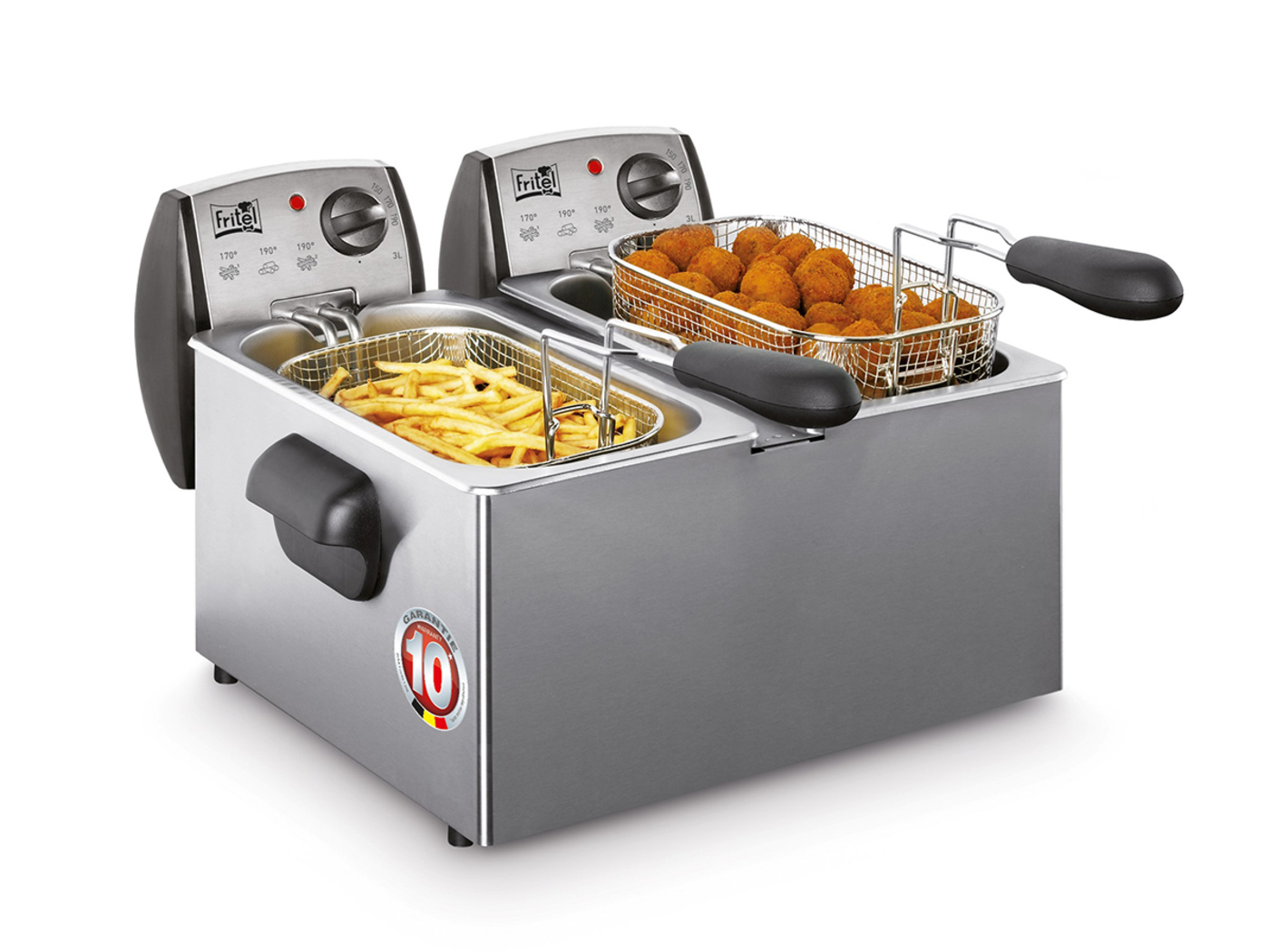 Fritel FR 1850 DUO - 2 X 3 l - Inox - 2 X 2200 W - Friteuse met Koude Zone