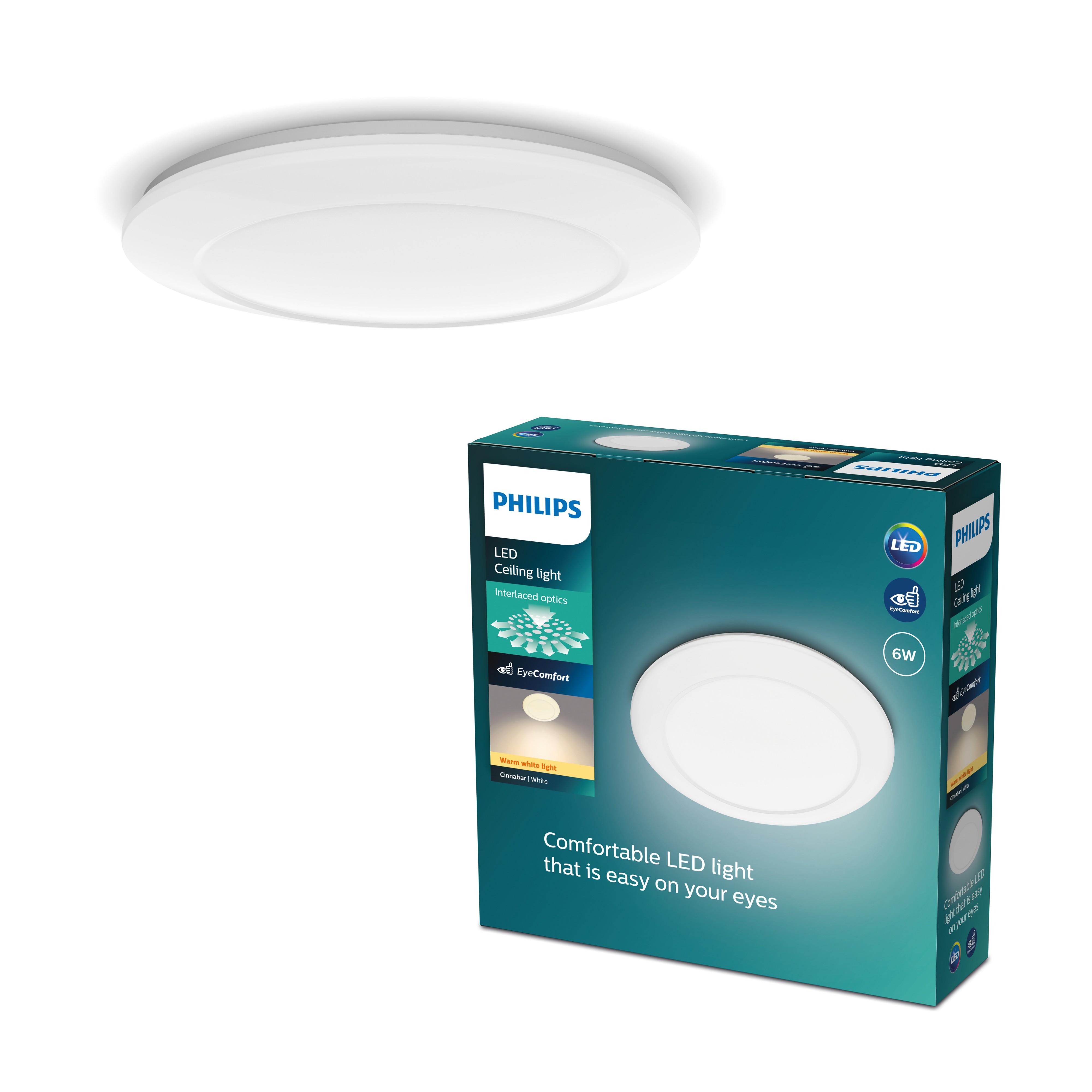 Philips Plafondlicht Cinnabar Wit Rond 25 cm 6W 2700K