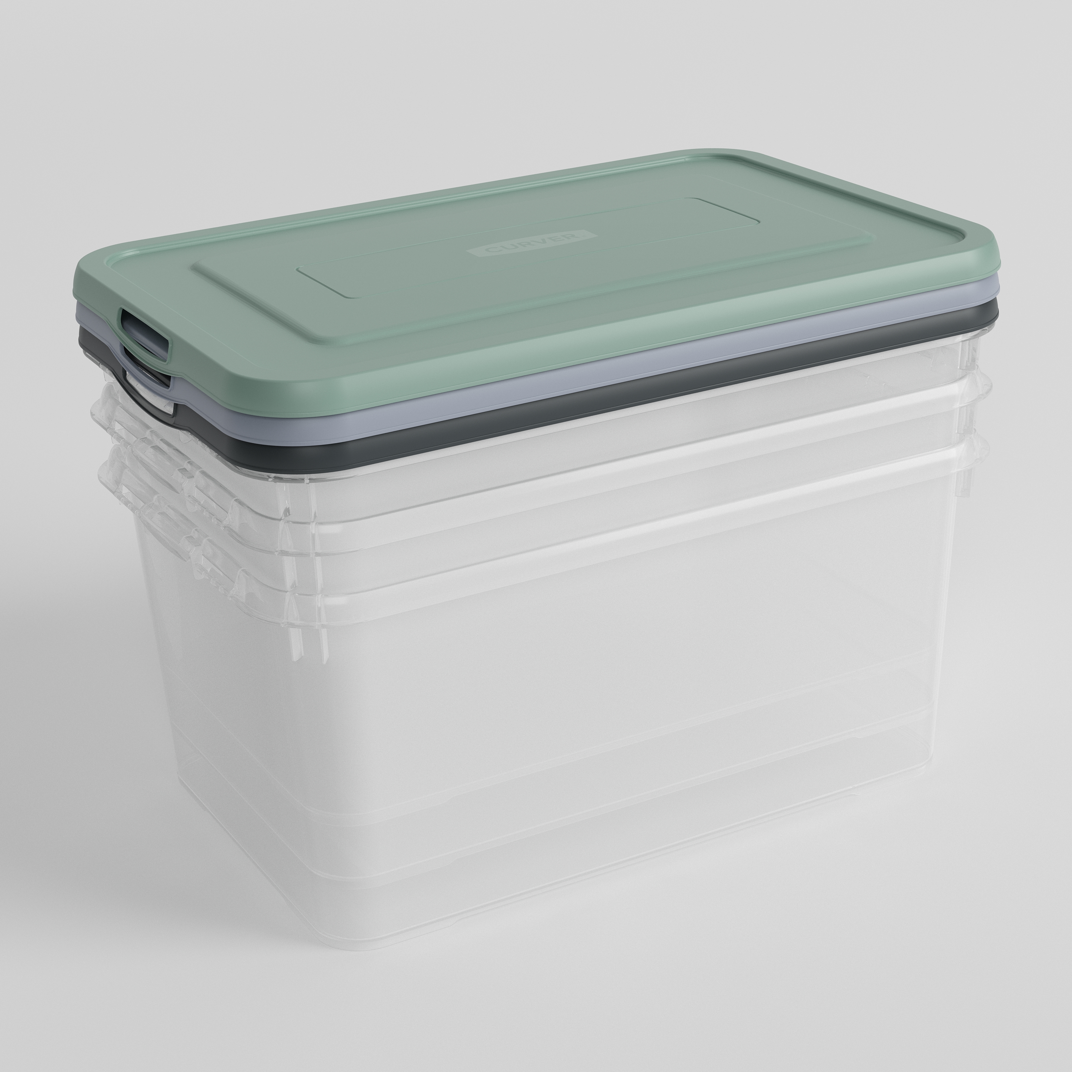 Curver Opbergbox Handy+ 50l 3 stuks - Mix Kleur van Deksels