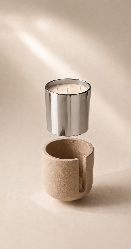 Mon Dada Geurkaars Lume Set One Chrome - Dark Affair - Geurkaars in Betonnen Houder - 4 Lonten