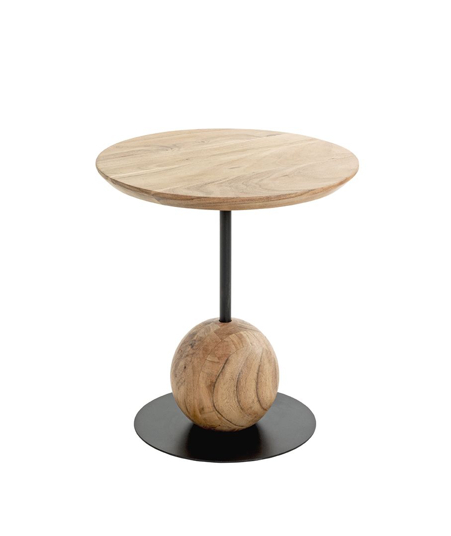 Bijzettafel Rivera Rond Acacia Hout Zwart 45x40 cm