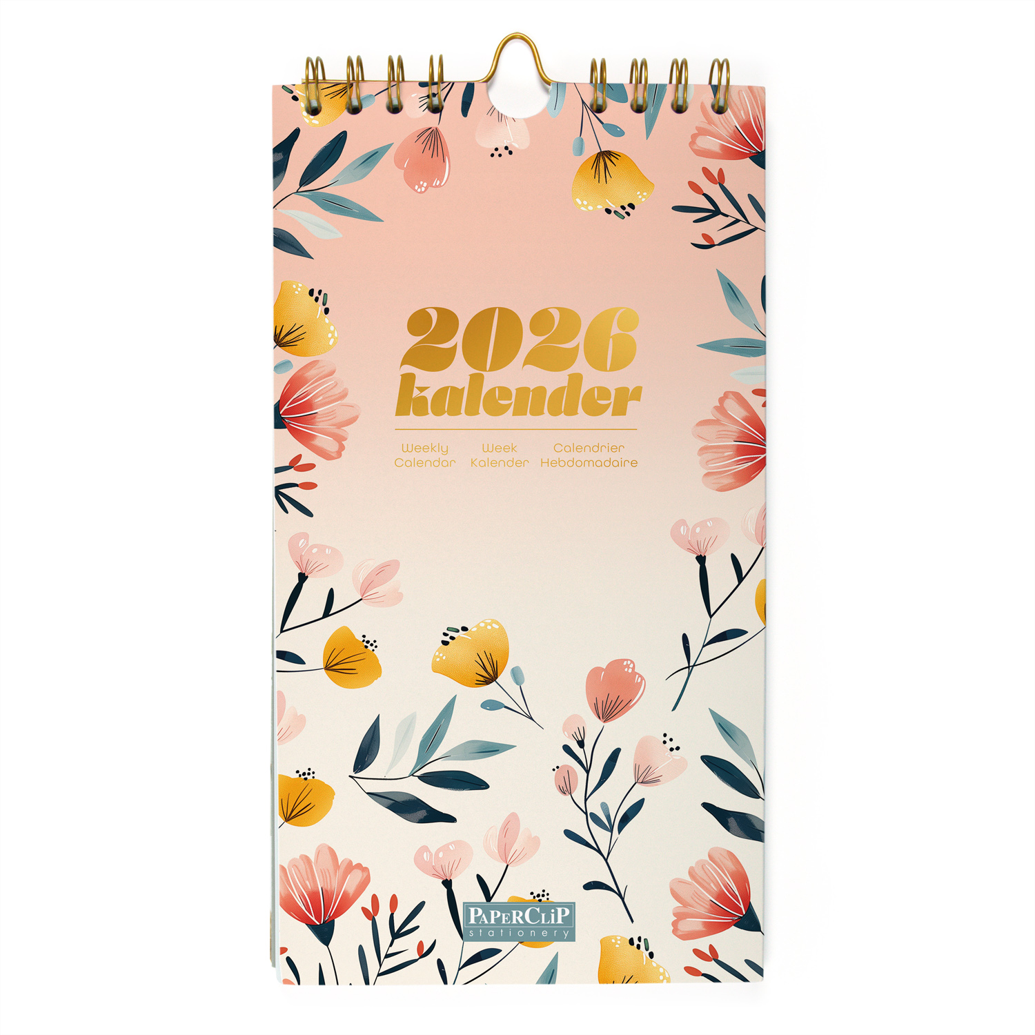 Paperclip Weekkalender 2026 Bloom Wire-O 15.5x28.8 cm