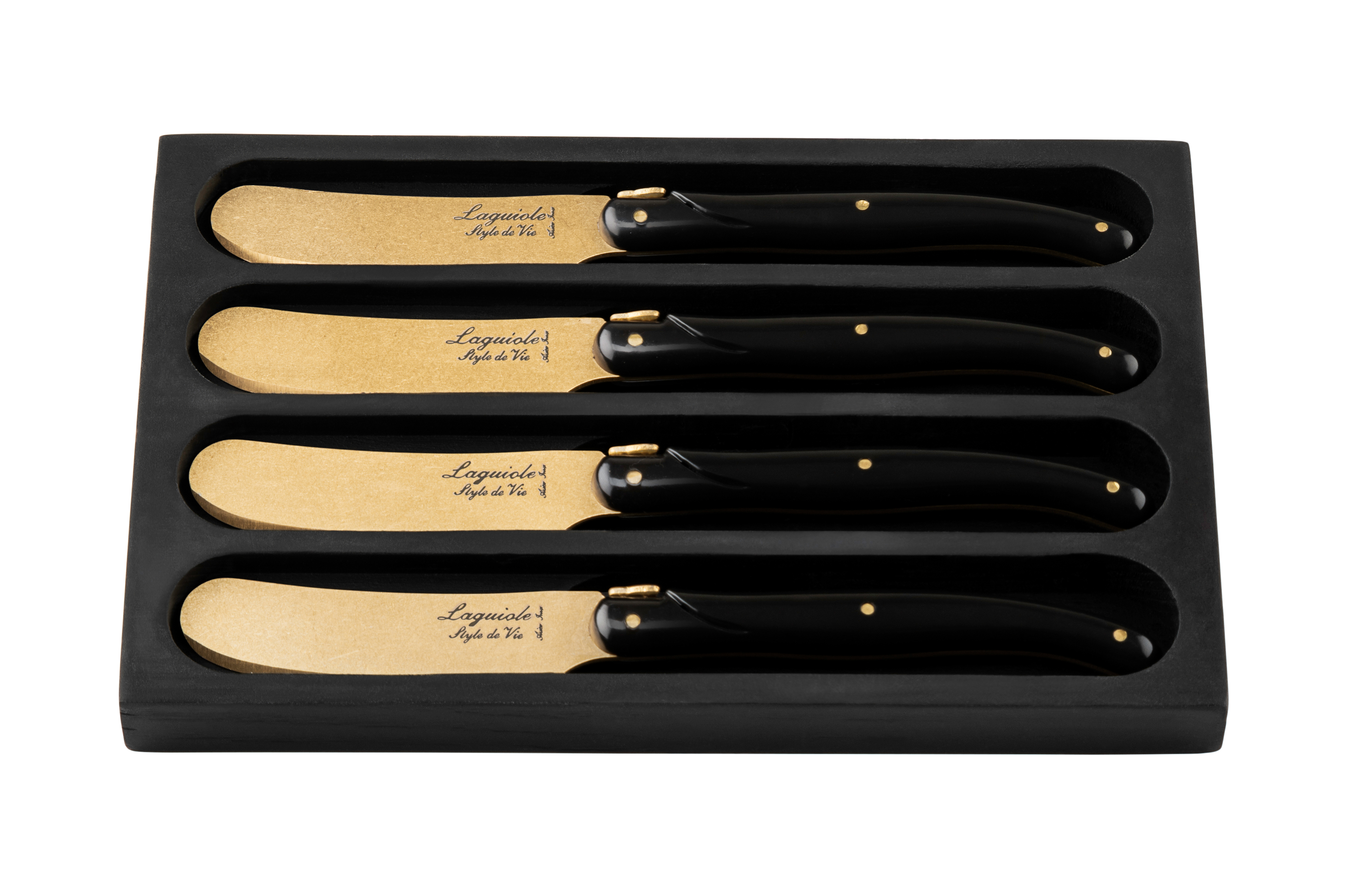 Laguiole Botermes Prestige Line Gold set 4 stuks - Stonewash