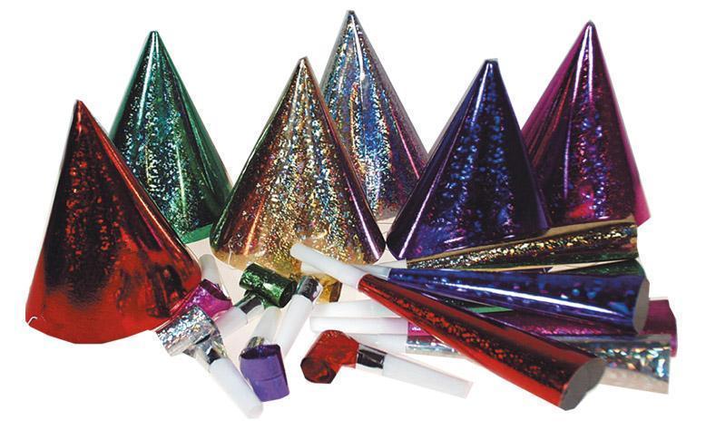 Partyset, voor 6 personen, Hoedjes, Blazers, Serpentines