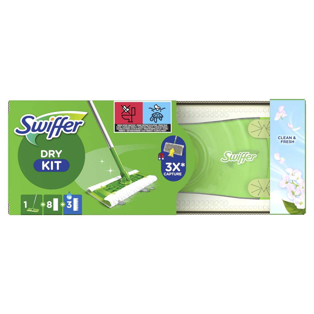 Swiffer Vloerwisser Starterkit + 8 Doekjes droog + 3 Vochtige Doekjes