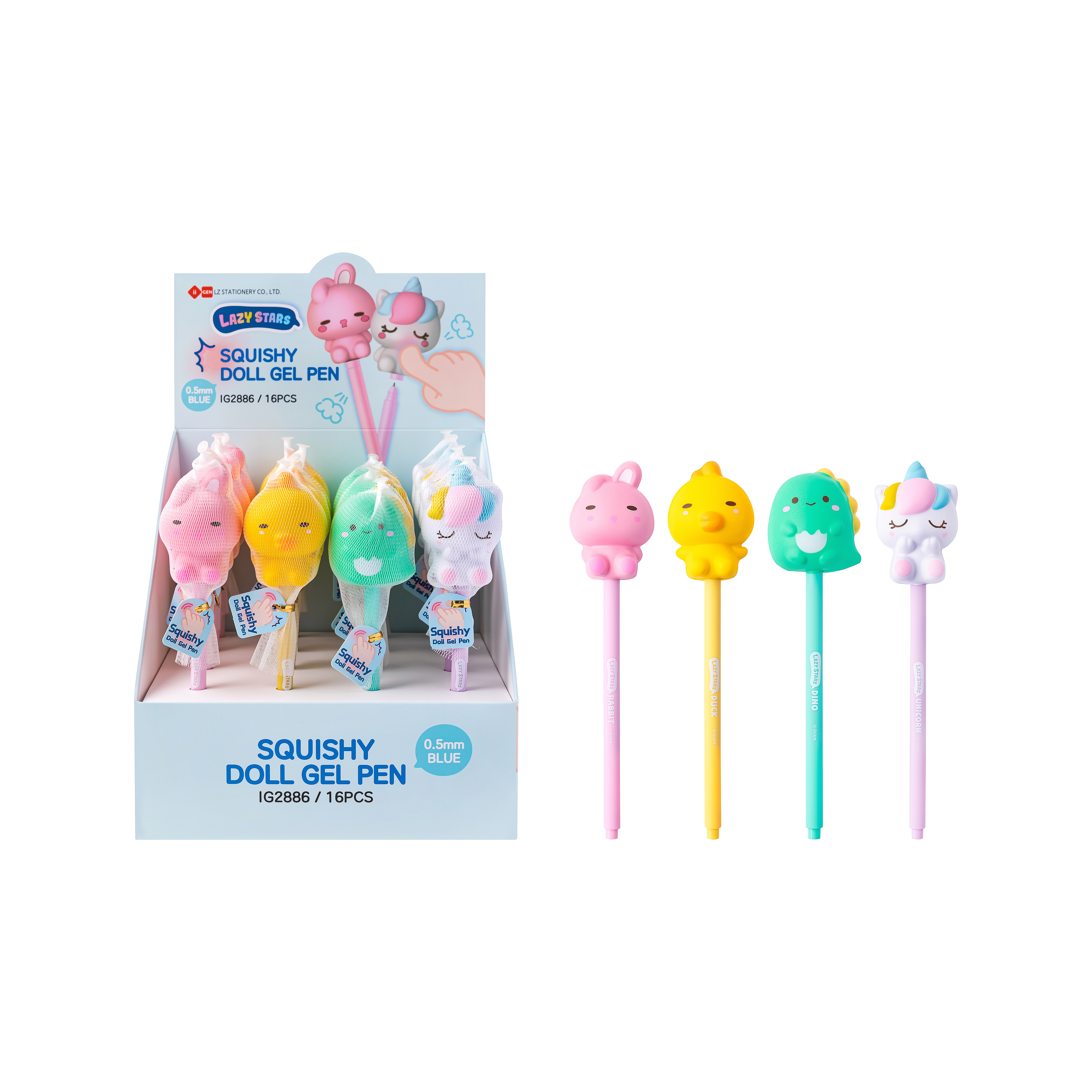 Lazy Stars Gelpen Squishy Blauwe Inkt assorti 0.5mm - per stuk