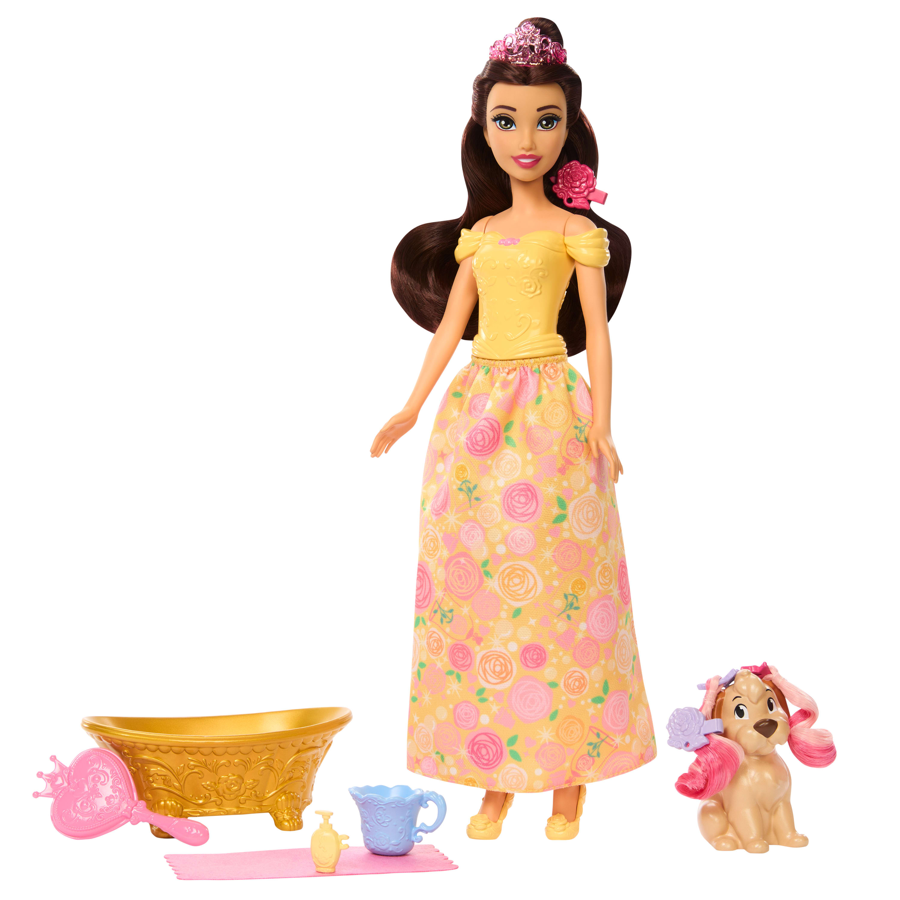 Disney Princess Belle met hondje om te borstelen in bad