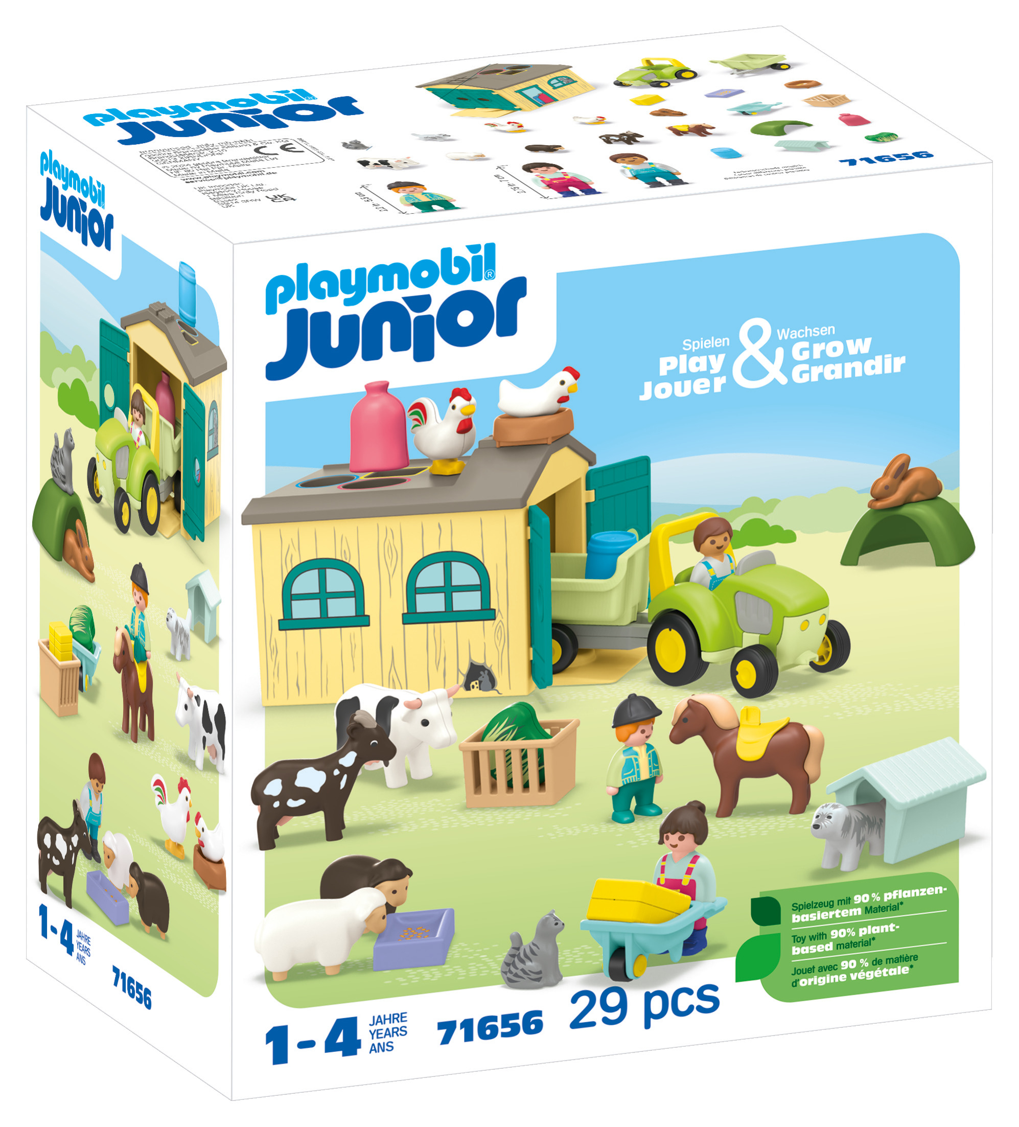 Playmobil 71656 PLAYMOBIL Junior - Boerderijavontuur met Tractor, Aanhanger en Dierenvrienden