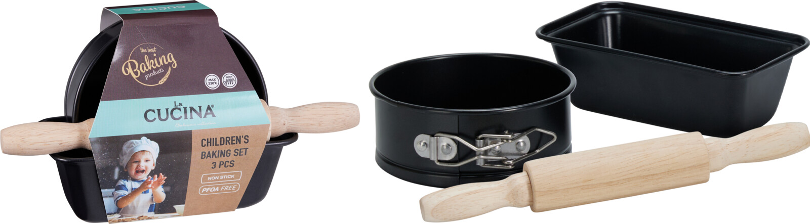 Bakset voor Kids 3-delig - Cakevorm/Springvorm/Deegrol