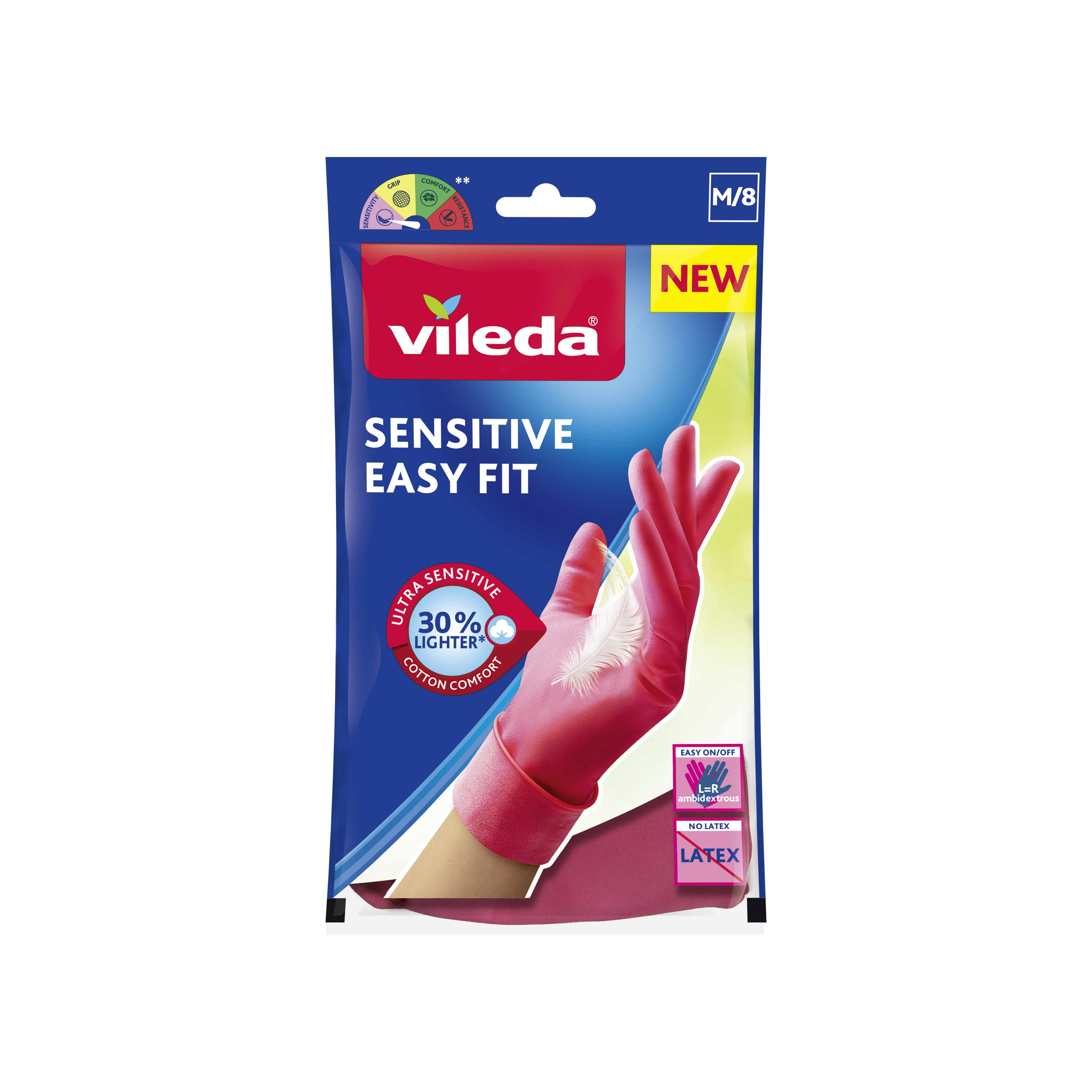 Vileda Handschoenen Sensitive Easy Fit M - 1 Paar - Extra Dun voor Beter Gevoel