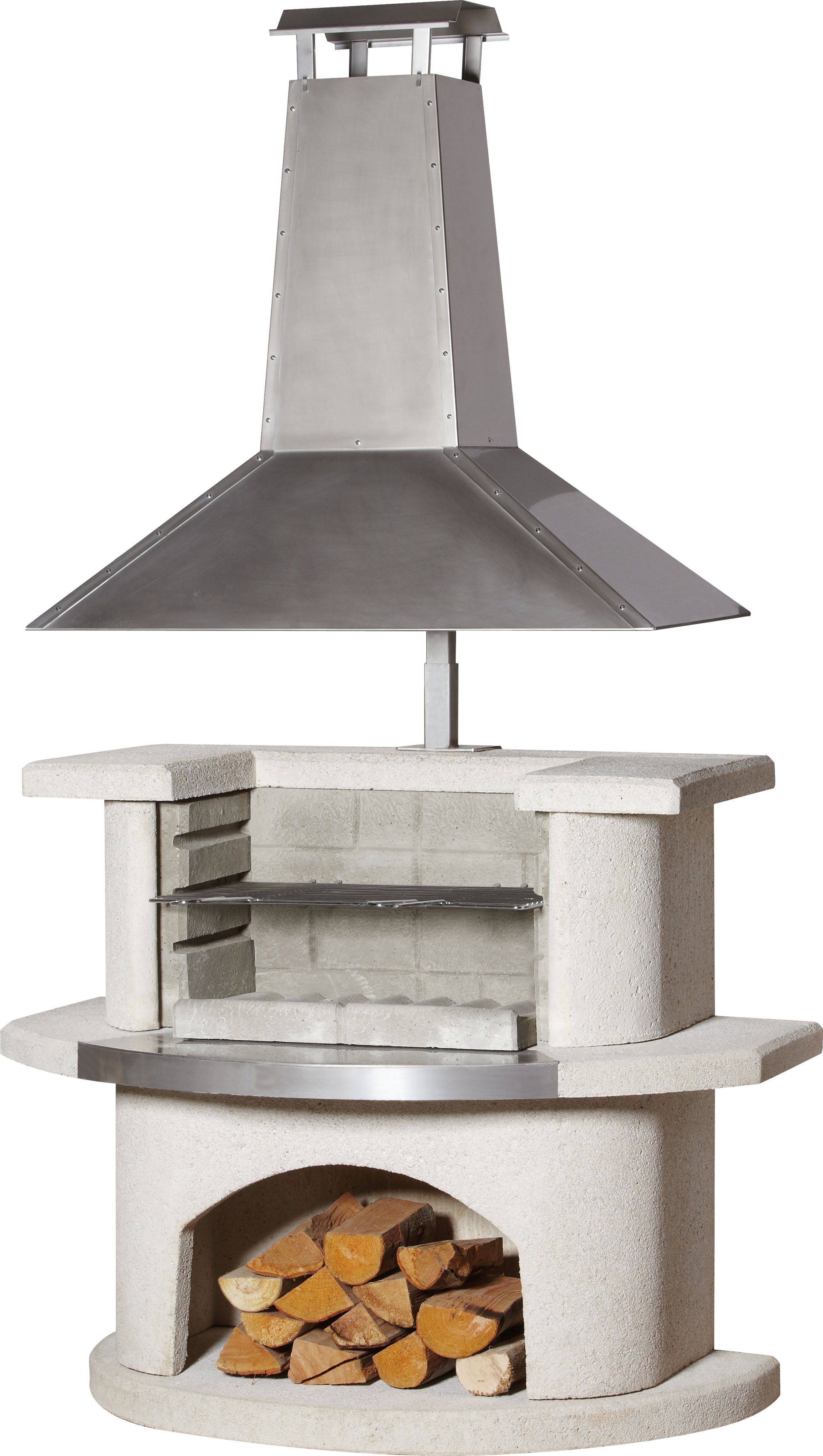 Buschbeck Venedig Betonnen Barbecue Wit met RVS kap en paneel