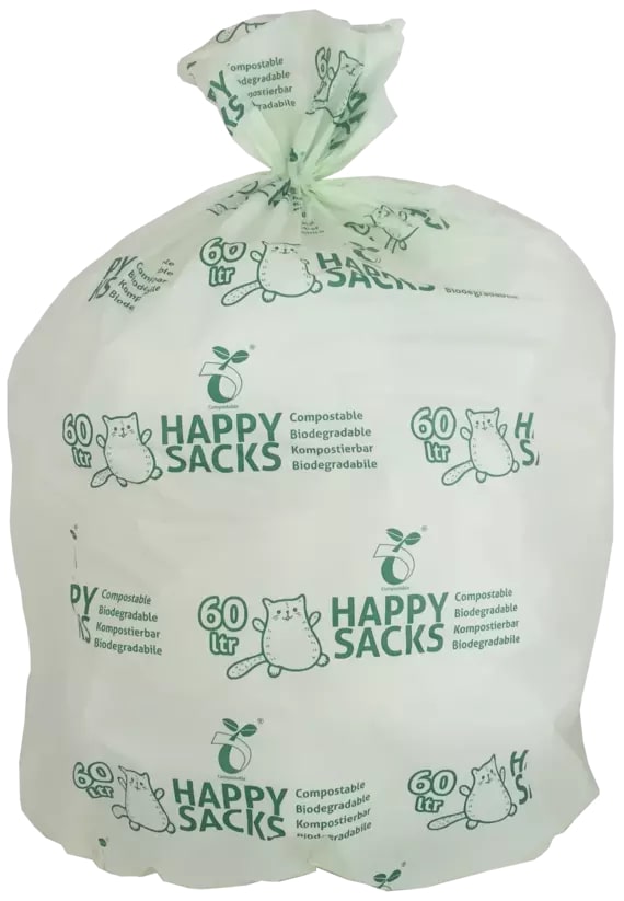 Happy Sacks Afvalzak Bio 50x57 cm - 30 l - 10 stuks - 15 My - Lichtgroen