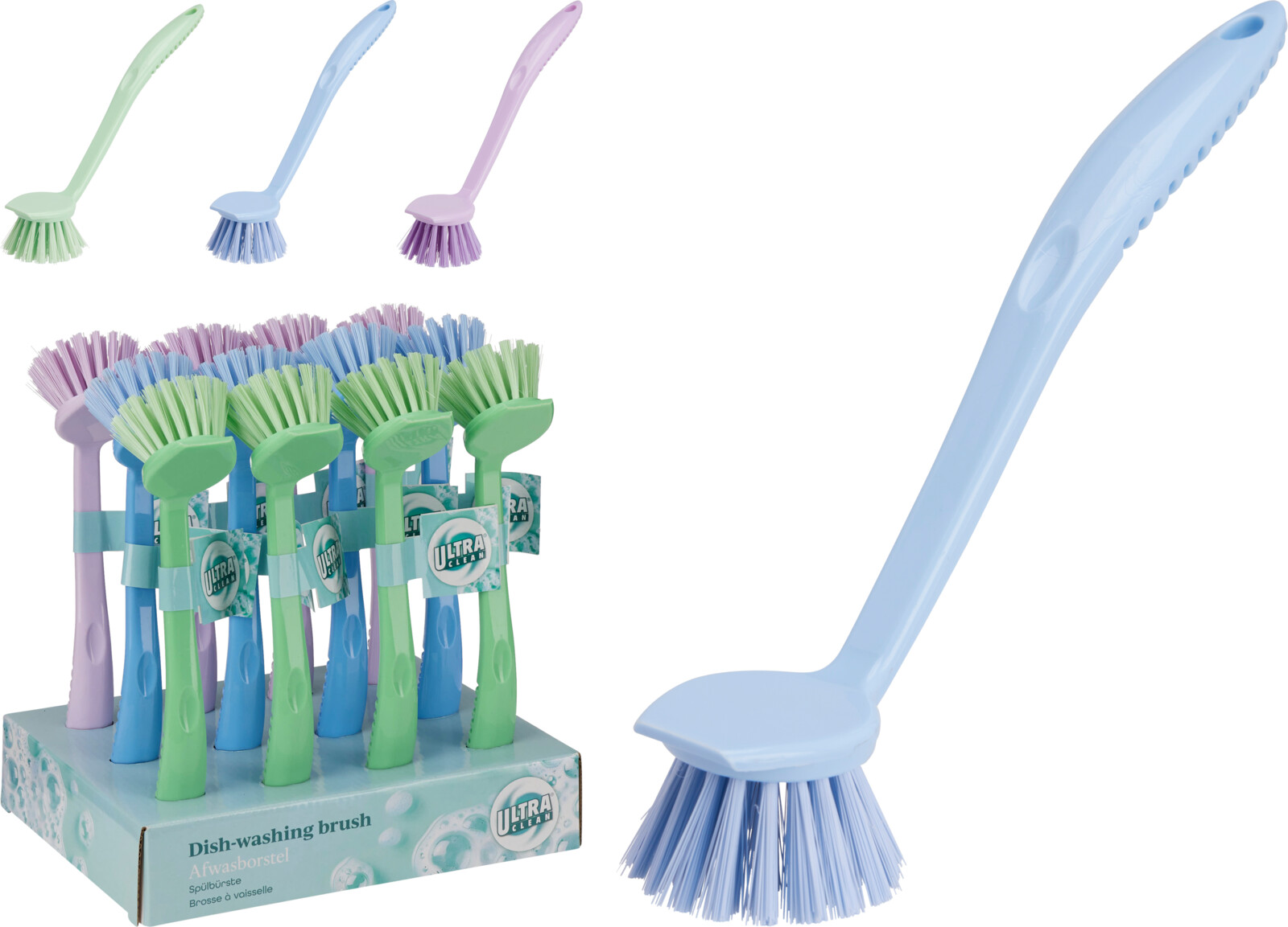 Afwasborstel 24.5x5x5.5 cm - PP - assorti - prijs per stuk