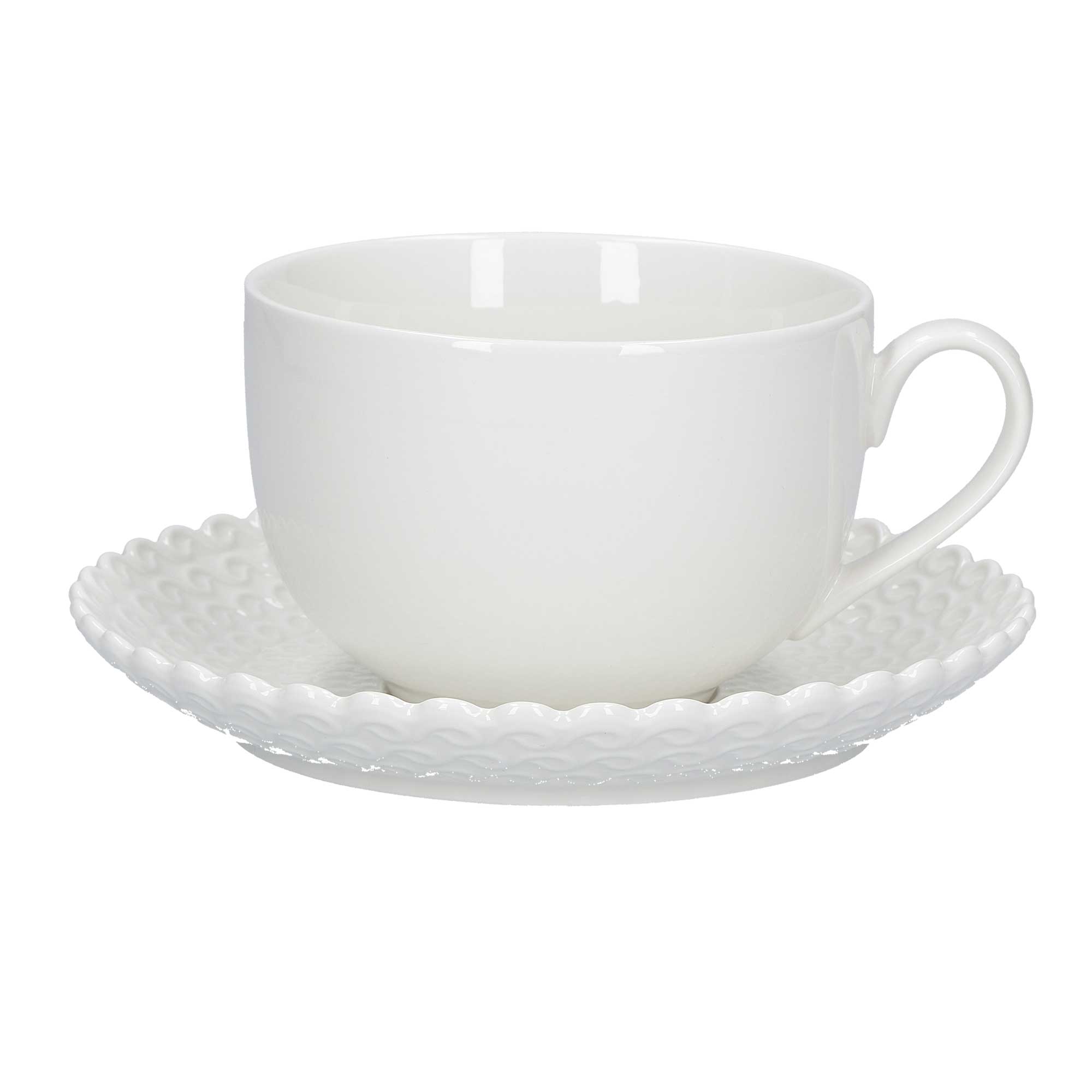 La Porcellana Bianca Mok voor Koffie of Thee Momenti 450ml met Schotel - Porselein