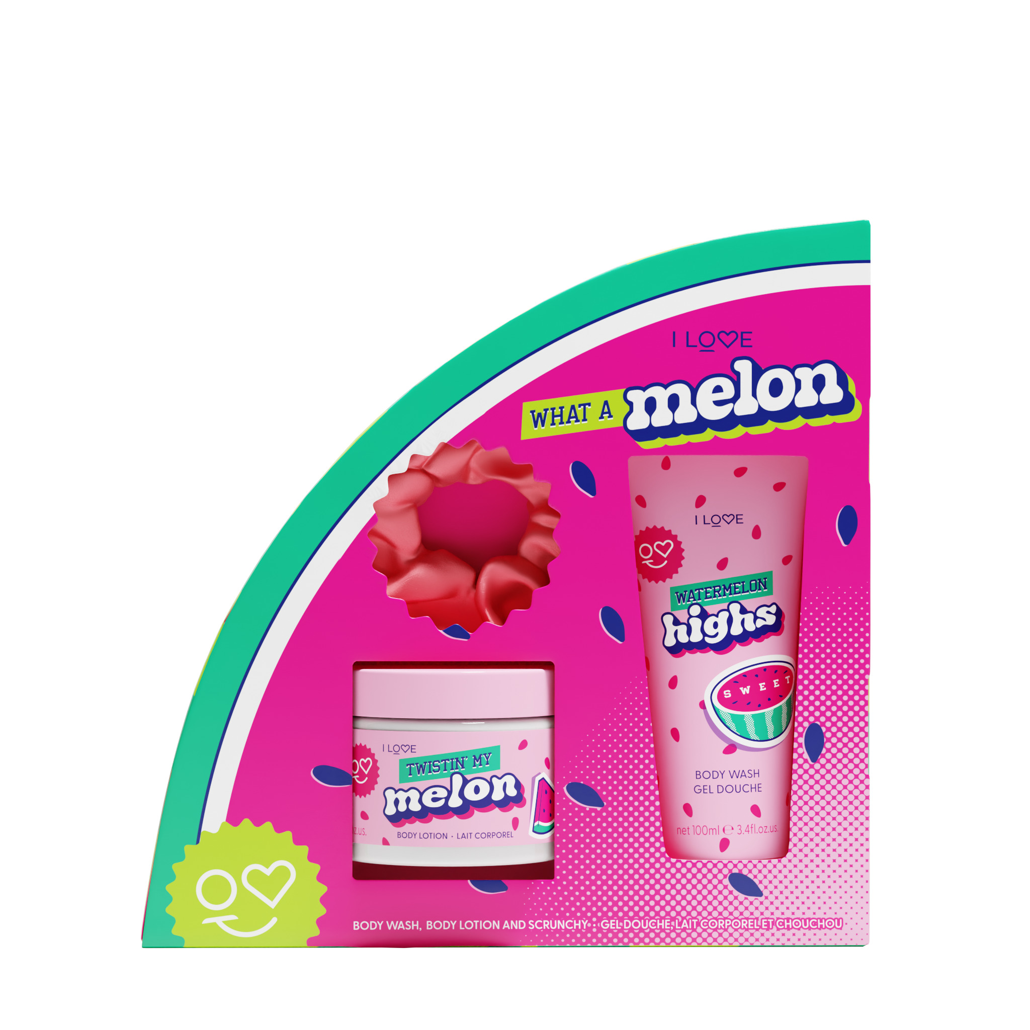 I Love Set What A Melon 3-delig - Body Wash 100ml/Bodylotion 150ml/Scrunchie