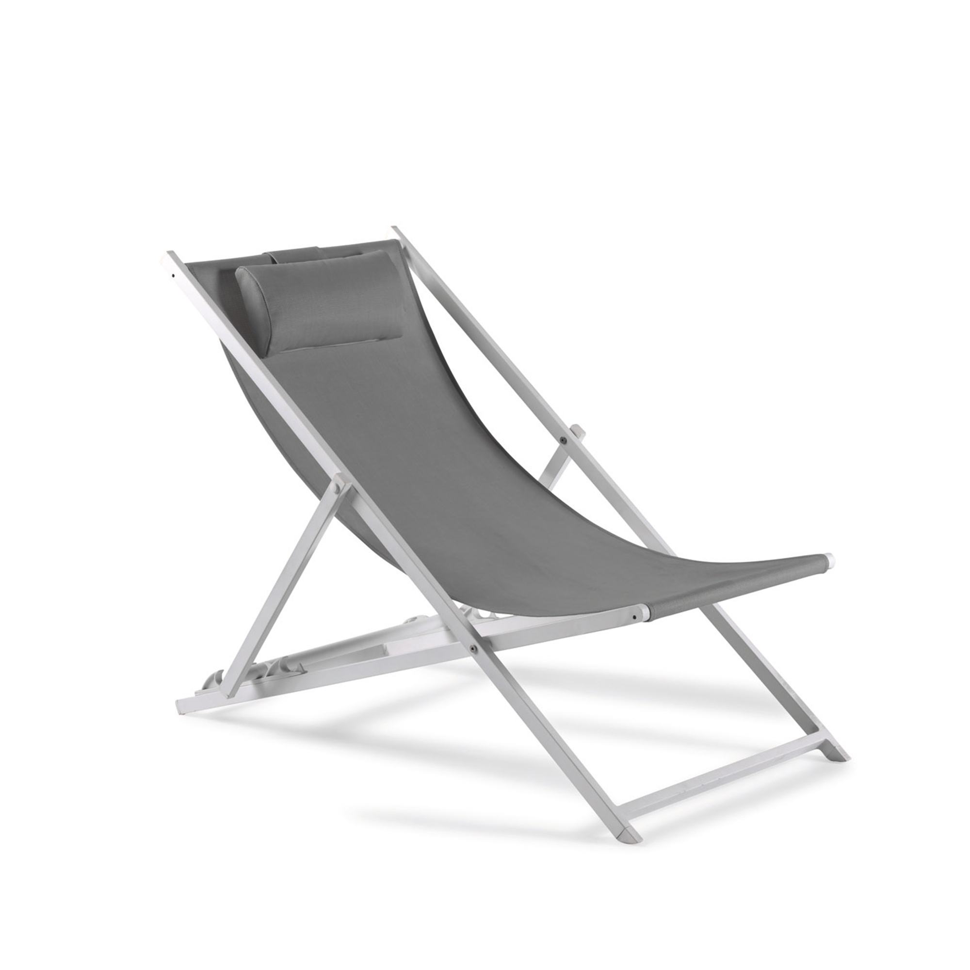 Gescova Denia Silver Grey Transat Strandstoel antraciet aluminium frame