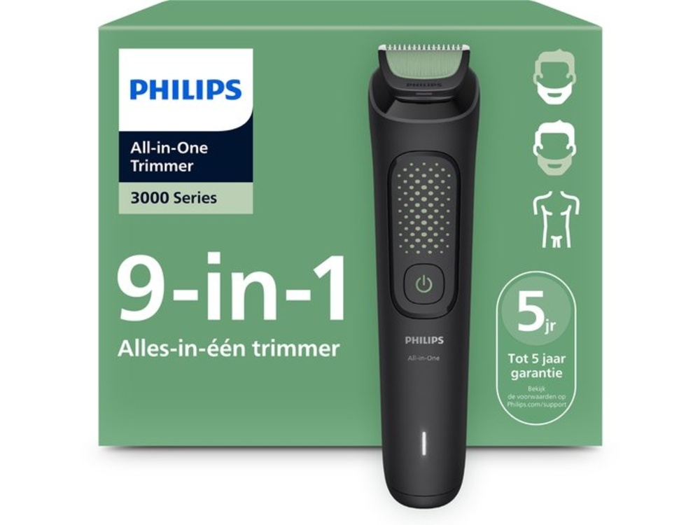All in One Trimmer 3000 Serie Tondeuze Haar + Baard oplaadbaar, 9 in 1