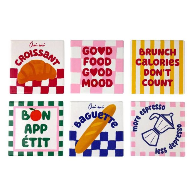 Atelier Pistache Glasonderzetter Patisserie Paris 10x10 cm - assorti - prijs per stuk