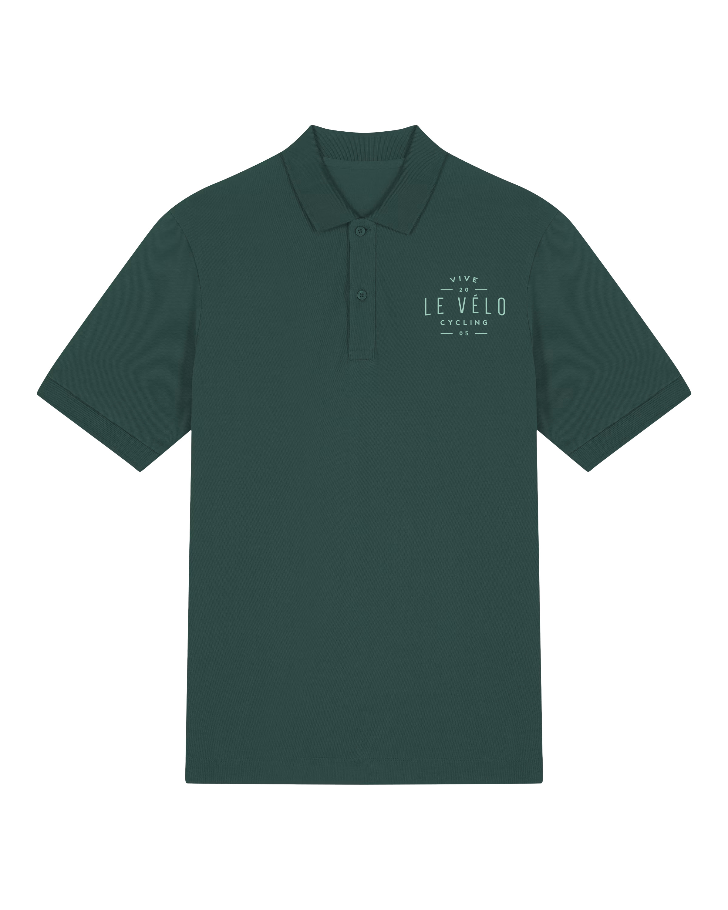 Vive le Vélo Polo Unisex VLV Retro Logo Km Broderie Regular Fit Glazed Green