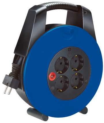 Brennenstuhl Kabelhaspel 15m 3G1,5 met 4 contactdozen en veiligheid