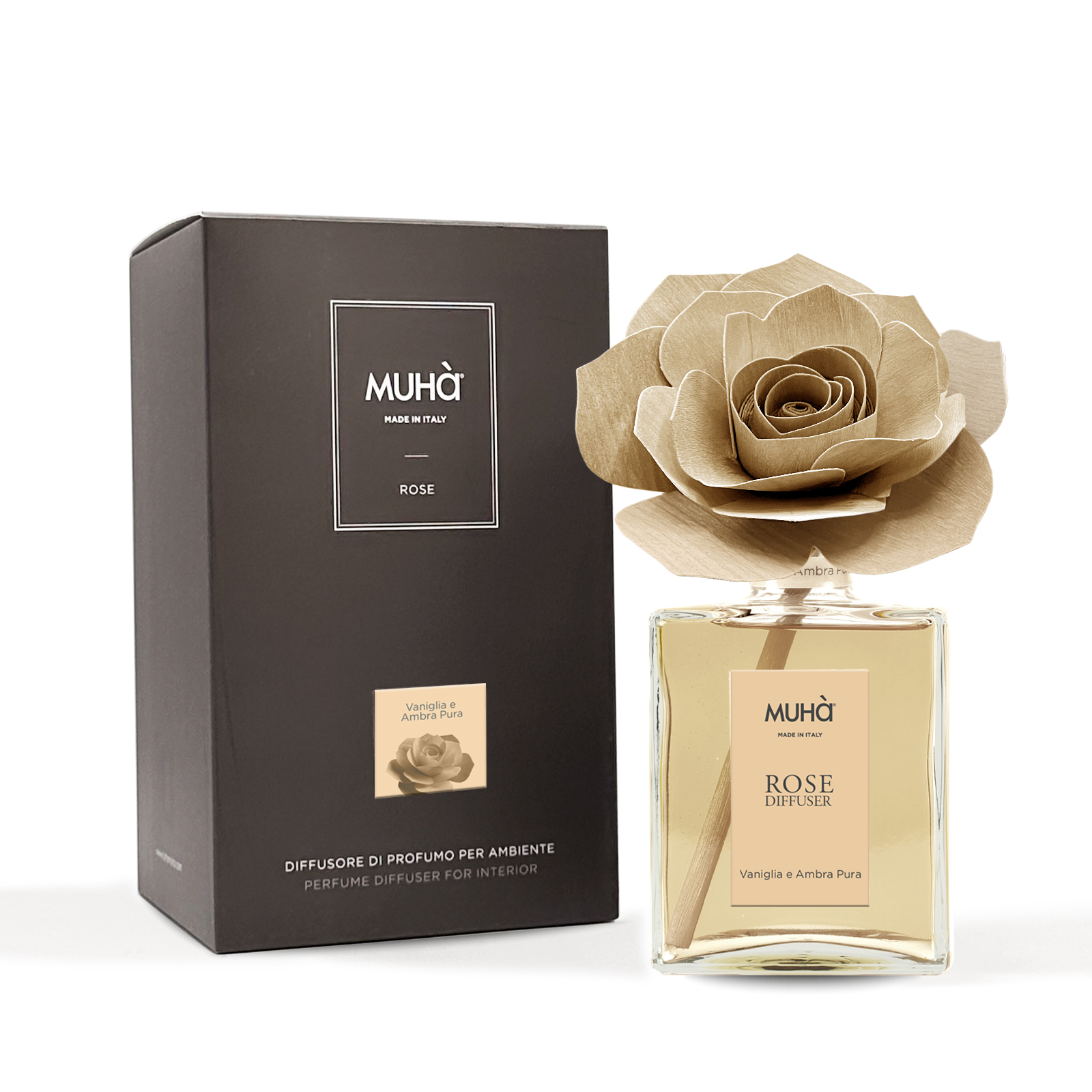 Muhà Geurdiffuser Rose 200ml - Vanilla & Pure Amber