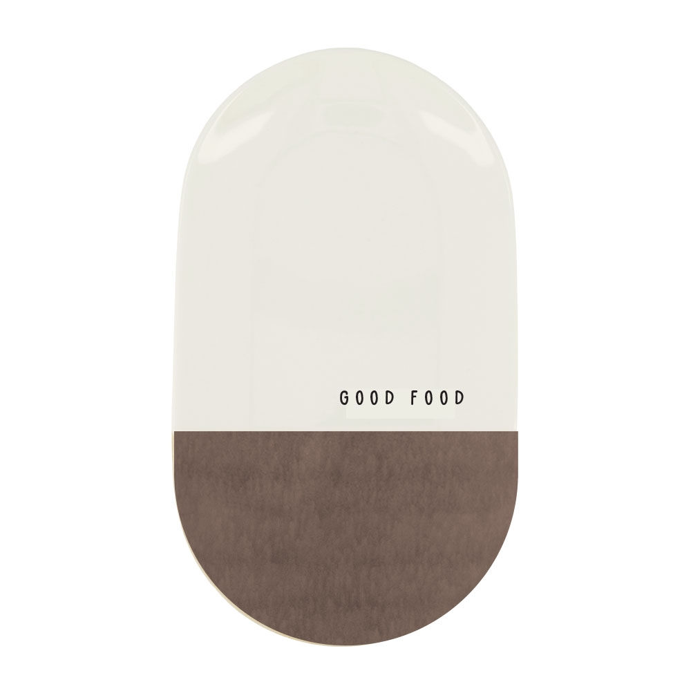 Zusss Serveerschaal Good Food Wit-Bruin 20x11.5 cm