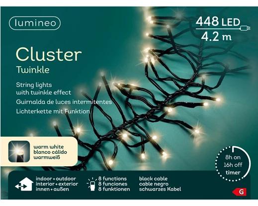Kerstverlichting LED Cluster Twinkle 4.2m - 448 leds - Black/Warm White - In/Outdoor
