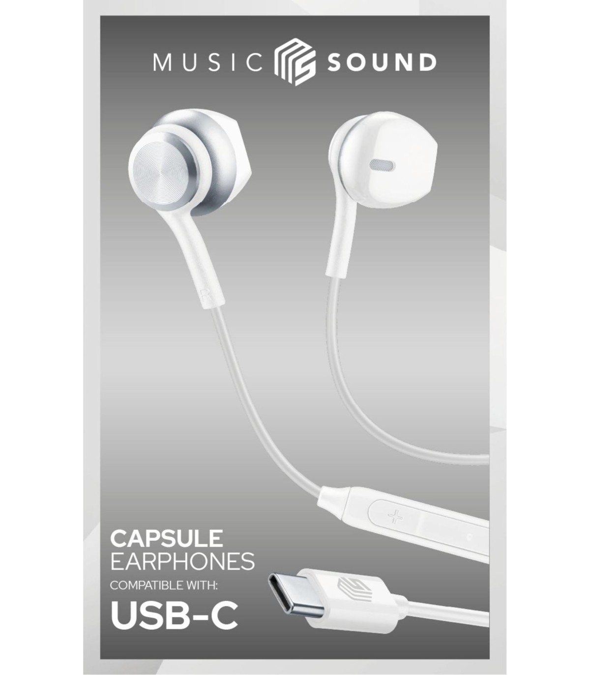 Music Sound Headphone Capsule, bedraad USB-C, wit