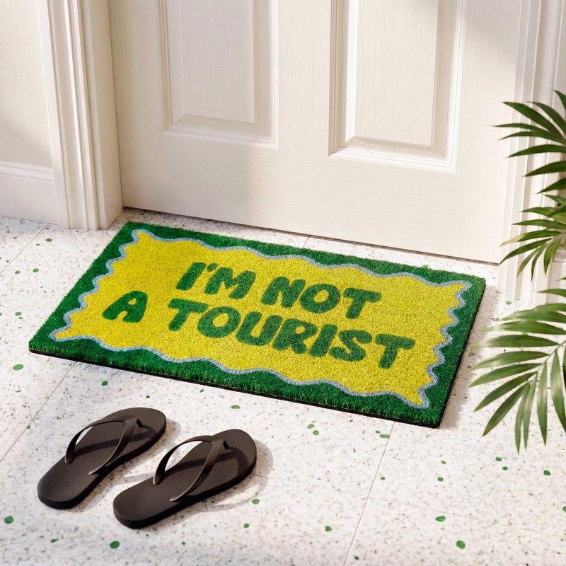 Fisura Deurmat I'm Not A Tourist 70x40 cm - Zwart - Kokosvezel - Antislip