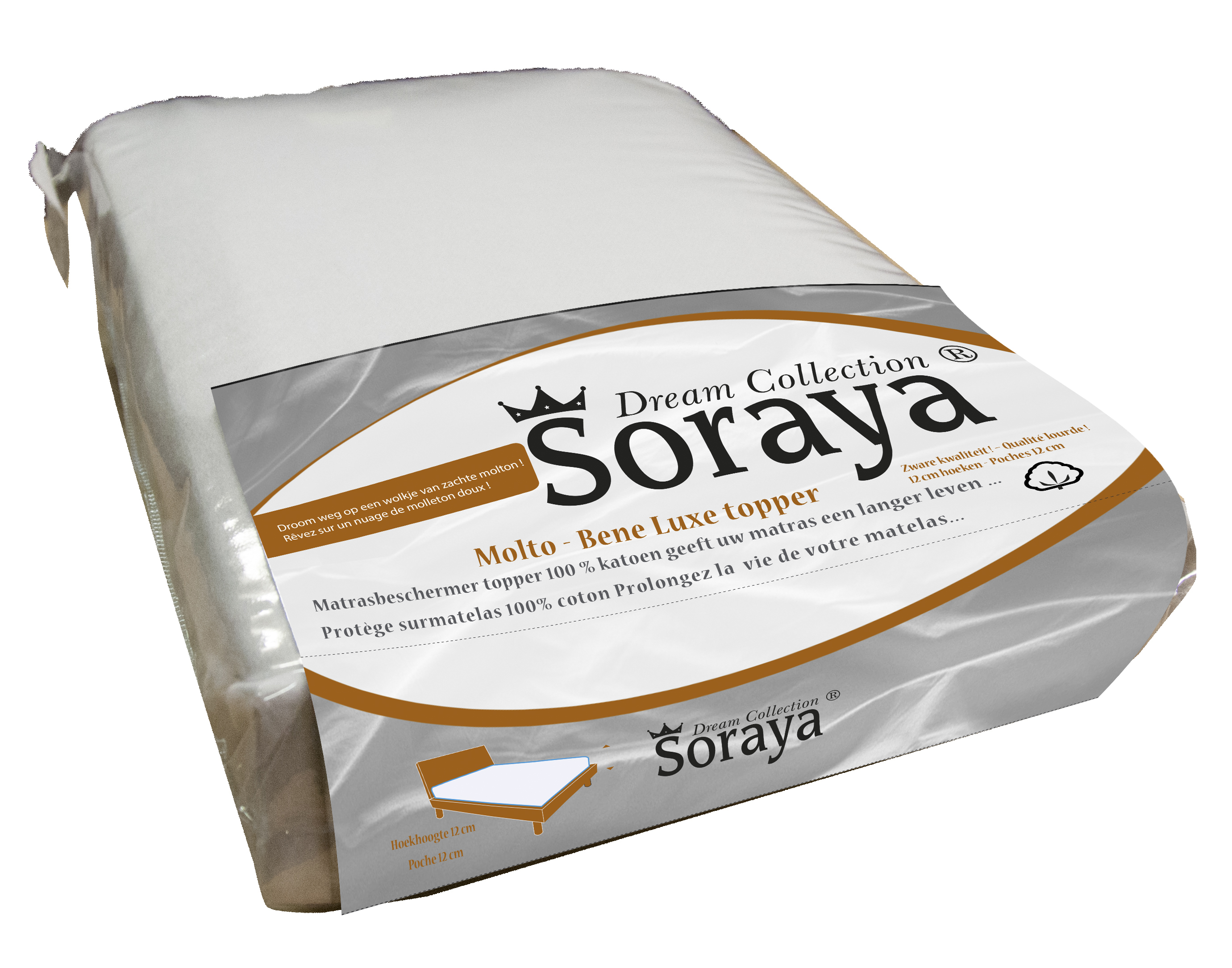 Matrasbeschermer Molto Bene Luxe 180x200x12 cm 250 g/m2