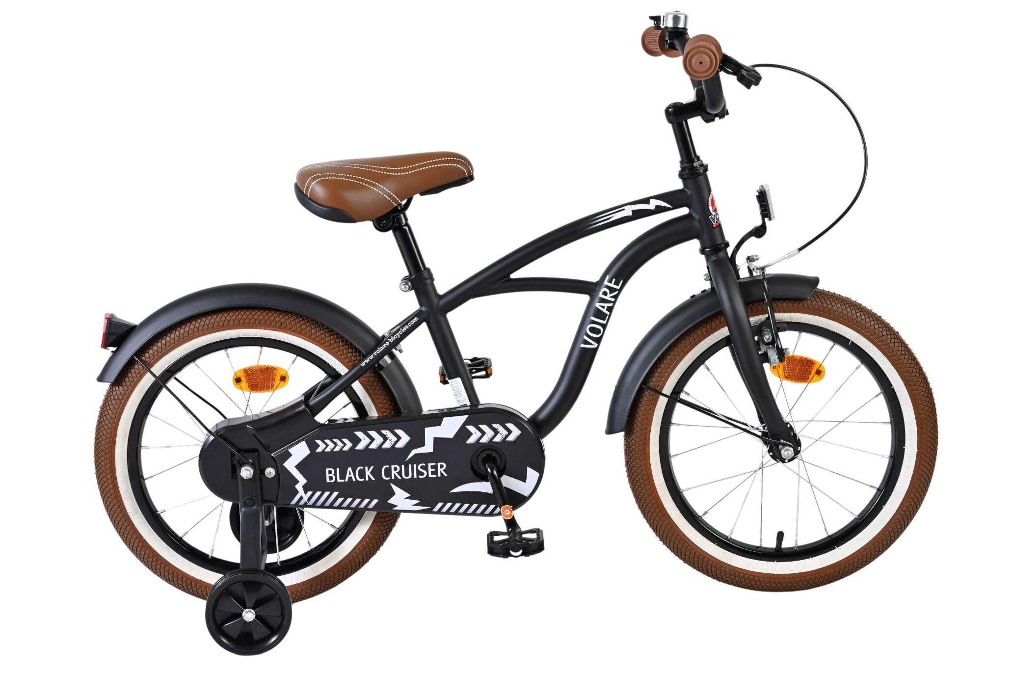 Volare Black Cruiser Kinderfiets Zwart Handrem + Terugtraprem 16 inch
