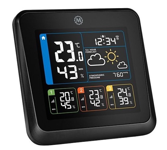 Marathon Weerstation London Zwart Thermo-Hygrosensor - Kleurenscherm