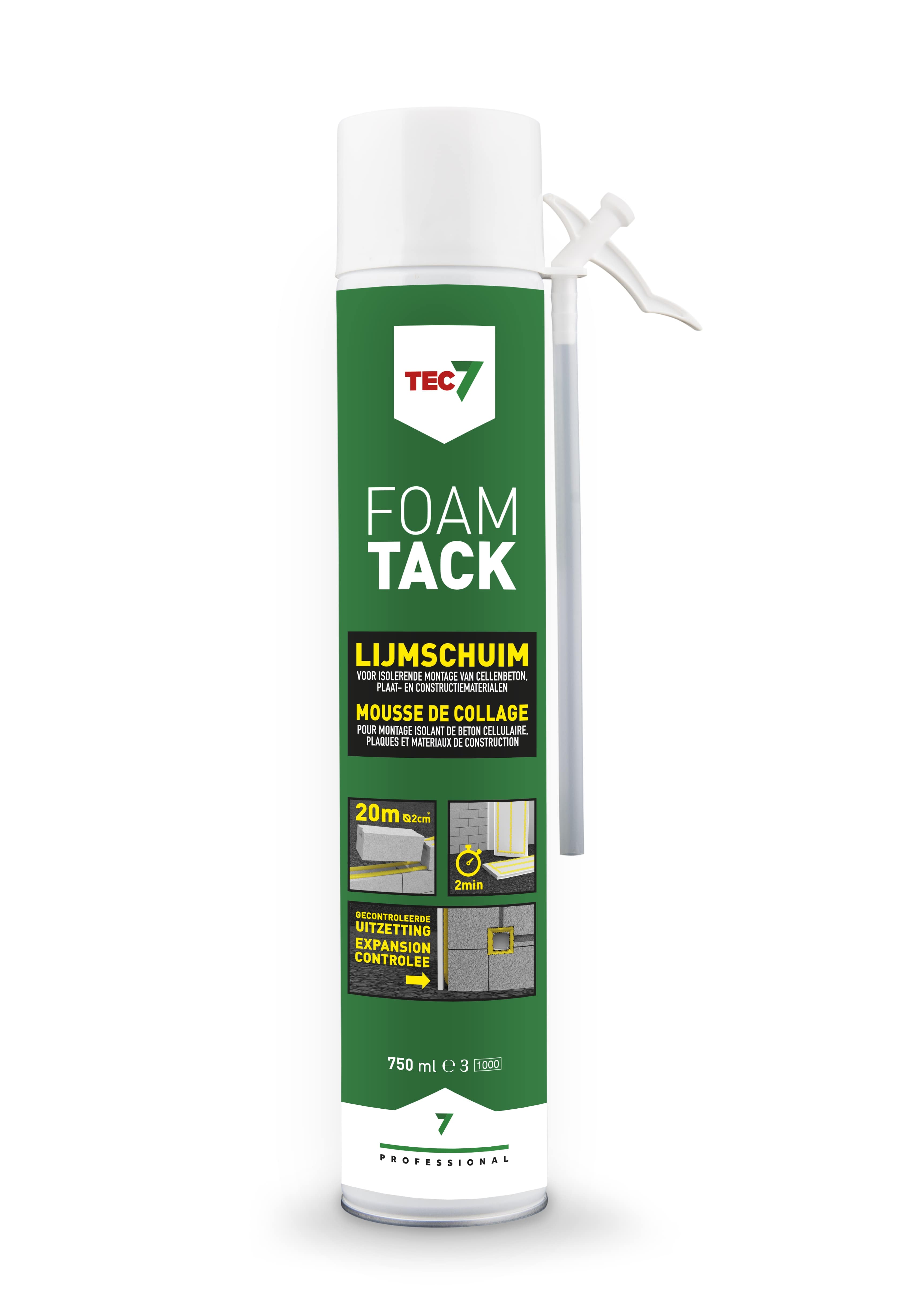 Tec7 FoamTack Lijmschuim 750 ml in Spuitbus met Spuitrietje