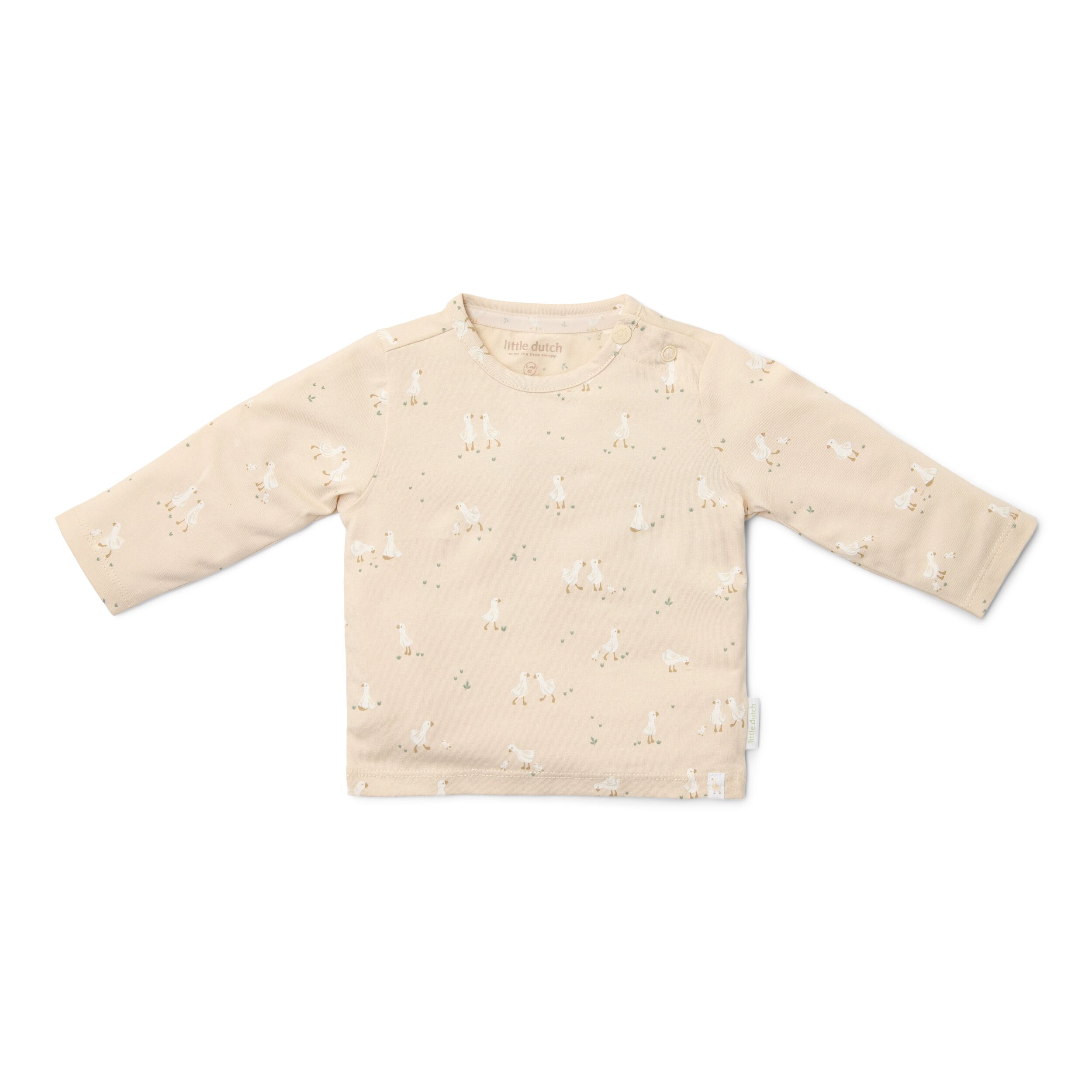 Little Dutch T-Shirt Nb Unisex Lm Little Goose Beige - 68