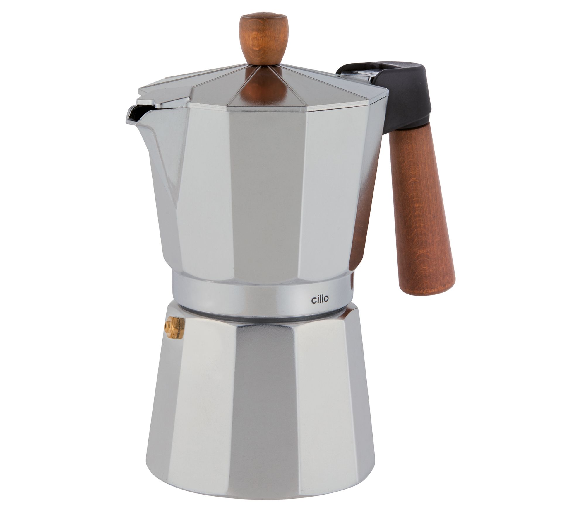 Cilio Koffiemaker Legno Zilver voor 6 Tassen - 8.5x19 cm - Cafetiere