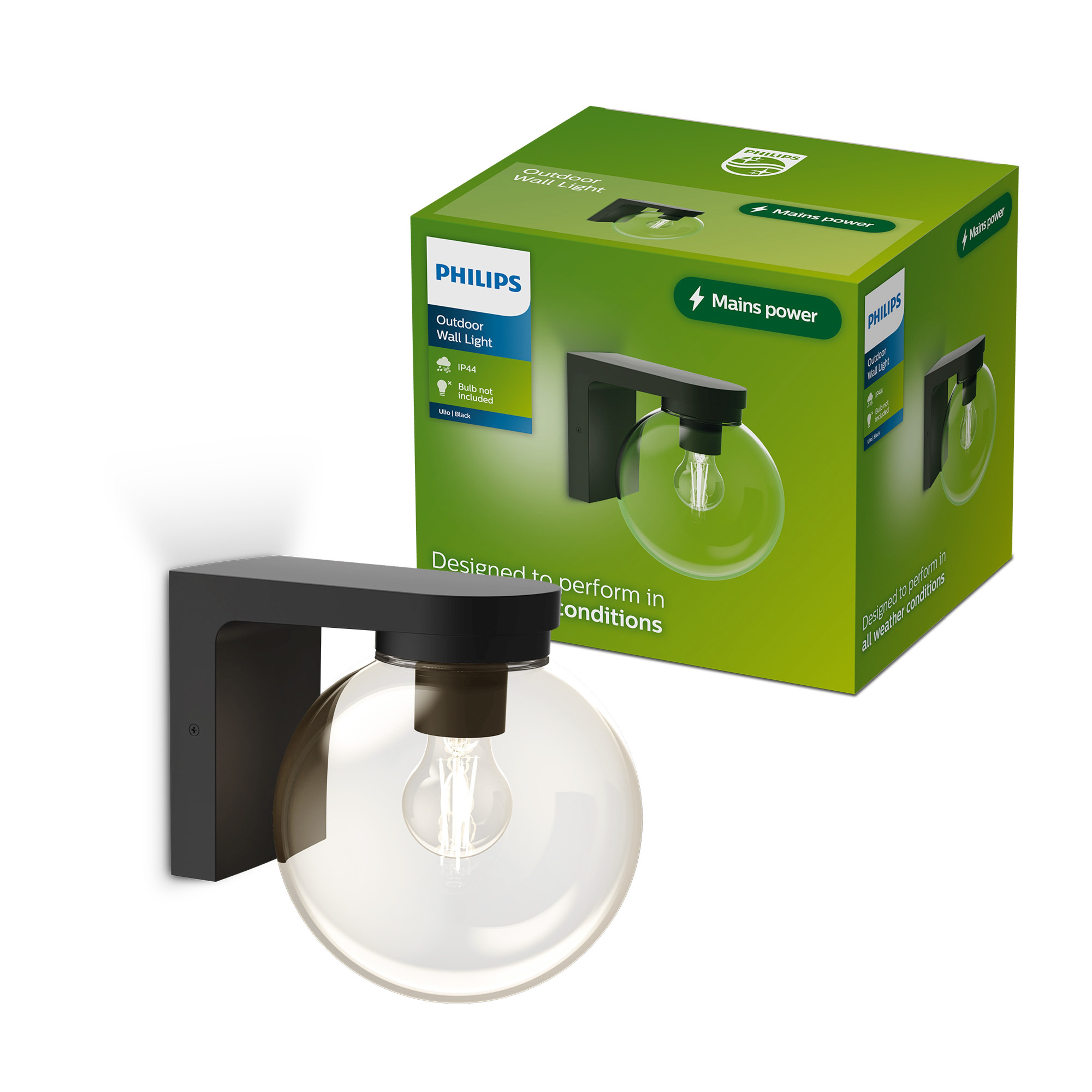 Philips Ulio Wandlicht Outdoor Zwart E27 max 25W