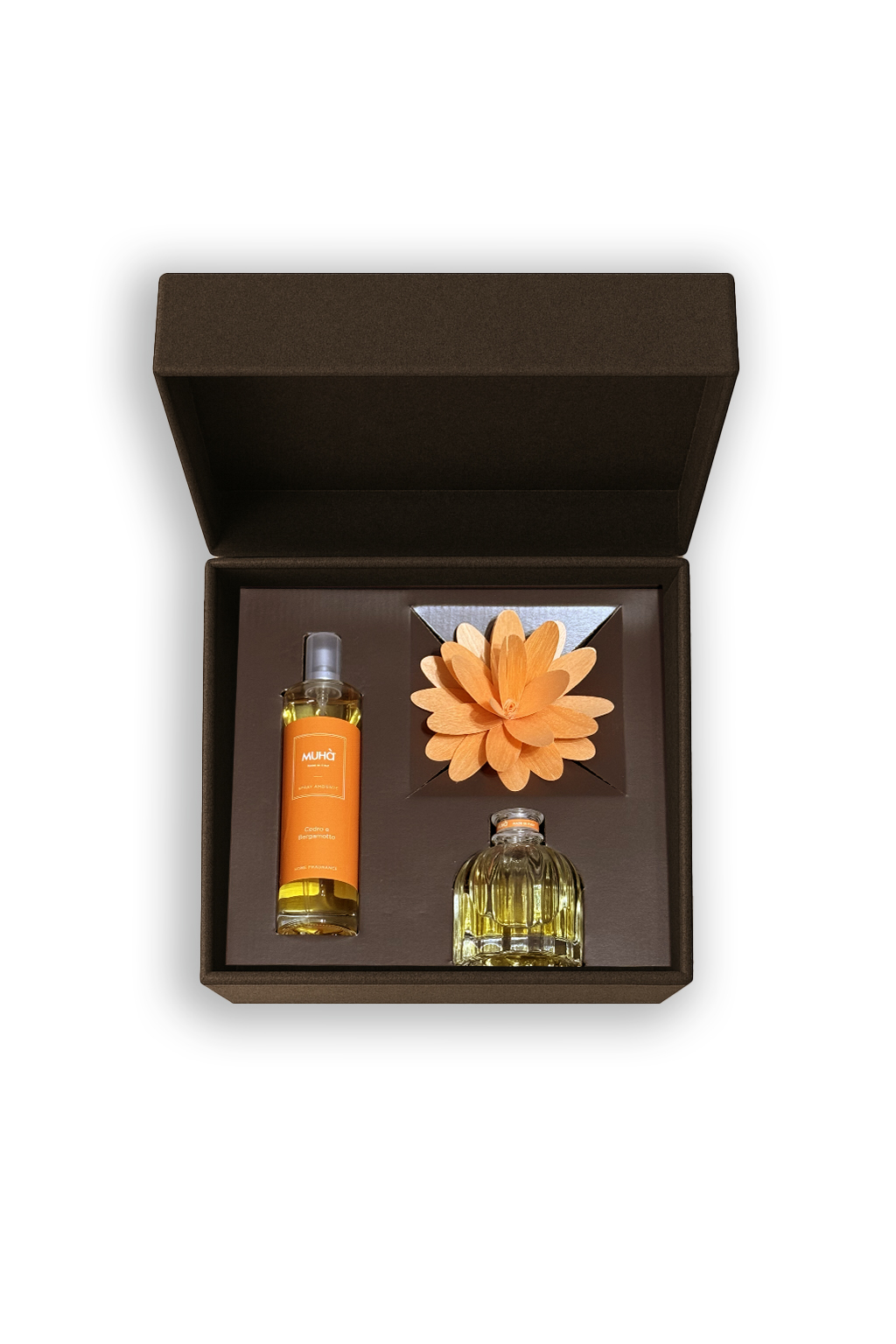Muhà Set Geurdiffuser Flower Orange 60ml & Huisparfum 100ml - Cedar & Bergamot
